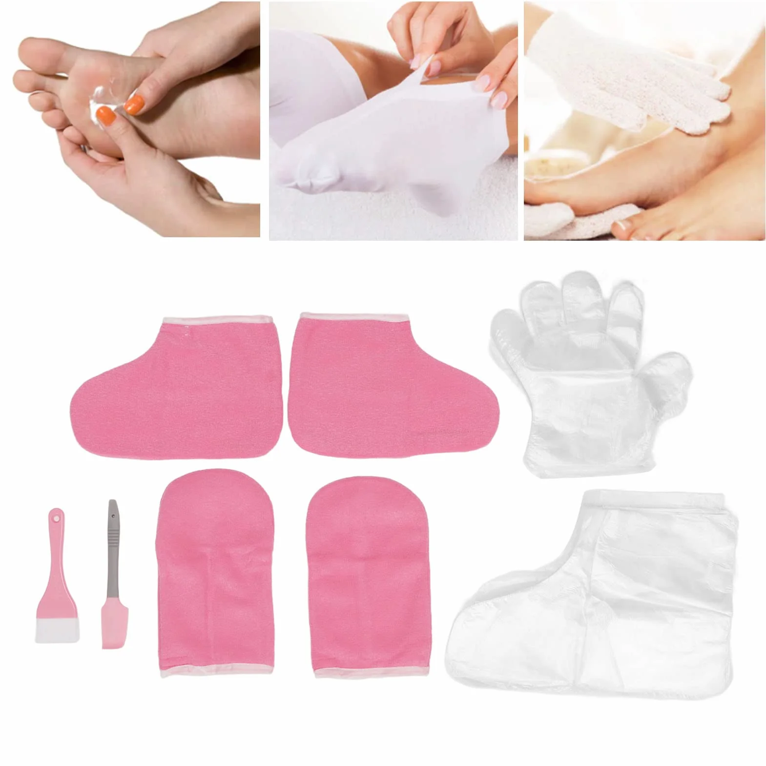 Stivaletti in Spugna per Piedi - Guanti Spessi per Terapia Spa Guanti e Stivaletti in Cera di Paraffina Terapia Termica Trattamento Spa Guanti Abbronzanti Guanti Isolati in Morbido Cotone