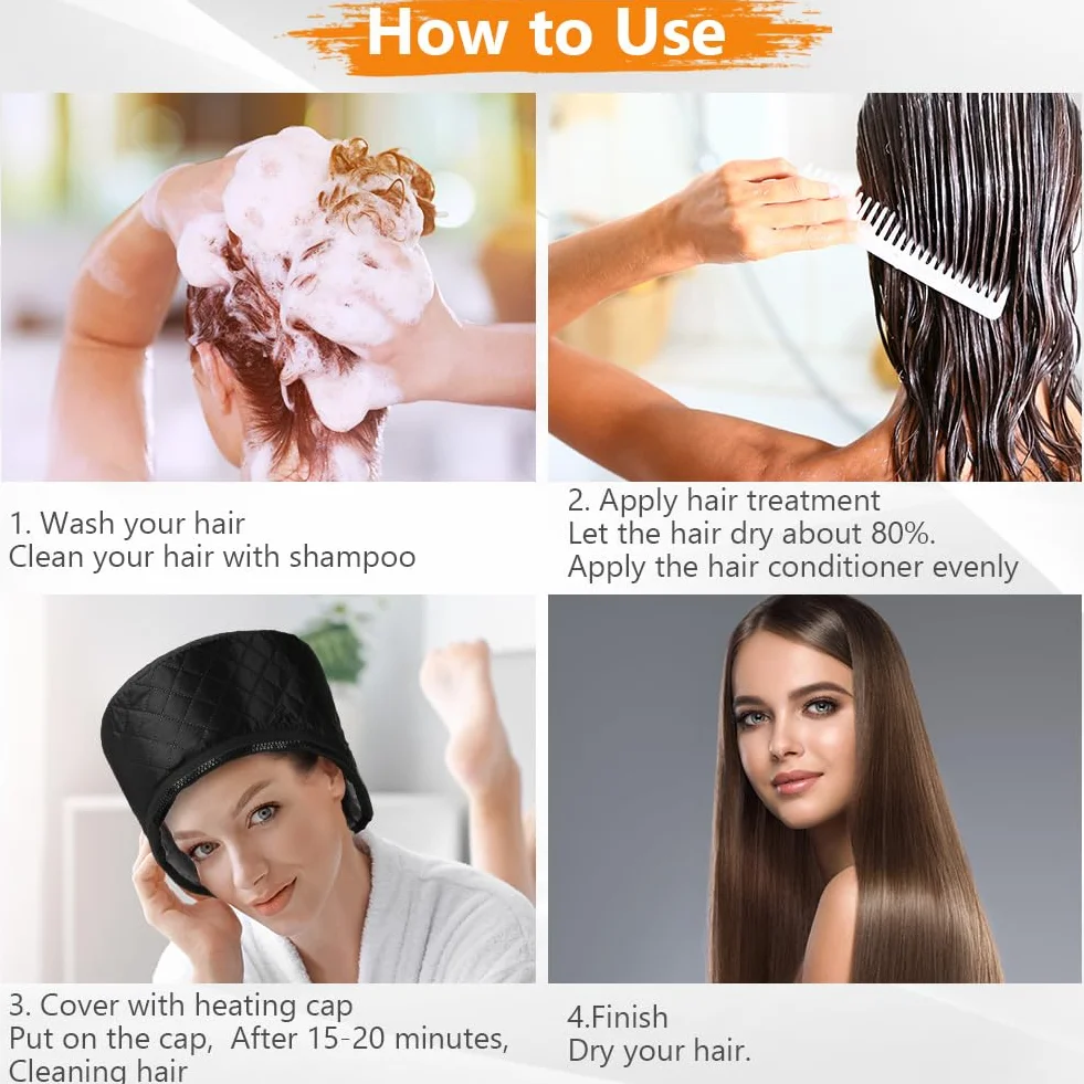 LOPHE Cuffia Riscaldante Capelli, Termico per Capelli Elettrico con 2 Temperature Regolabili, Casco per Asciugatura Cappuccio Asciugacapelli per Acconciatura, Arricciatur