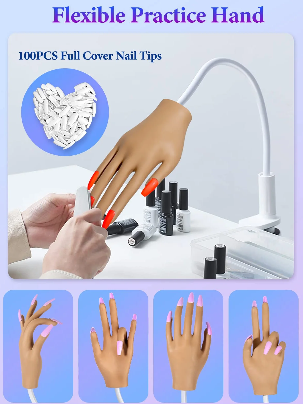 Mano Finta per Ricostruzione Unghie: Professionale Mano Pratica - Mano Finta per Unghie - 30G Acrilico Per Unghie Kit per Nail Art Manicure