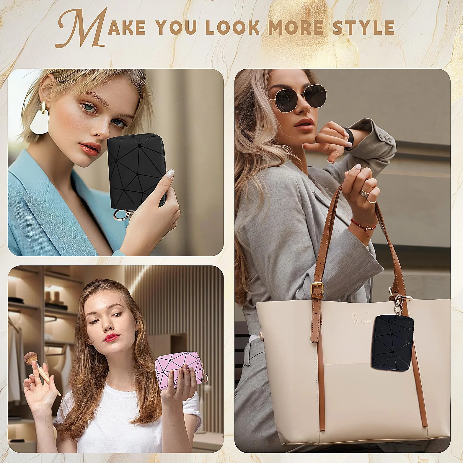 2 Pezzi Porta Trucchi Piccolo da Borsetta Pochette Piccola per Trucco Avec Mini Trousse per Rossetto Multifunzionale Portatile Mini Borsa Porta Trucchi Impermeabile Idee Regalo Ragazza(Nero)