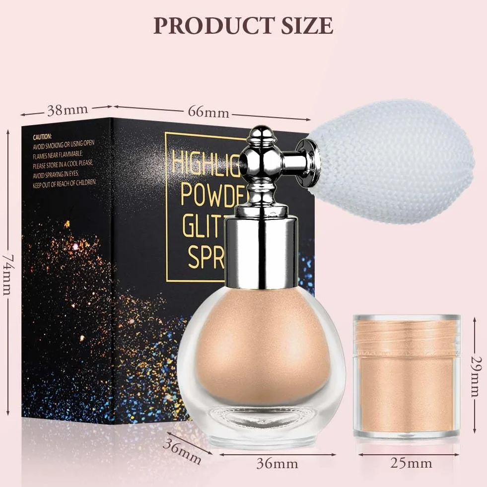 Spray glitterato – Evidenziatore lucido per corpo e viso, scintilla di lunga durata e non appiccicoso, scintillio scintillante per feste, matrimoni, festival, vegano e leggero, color carne perla