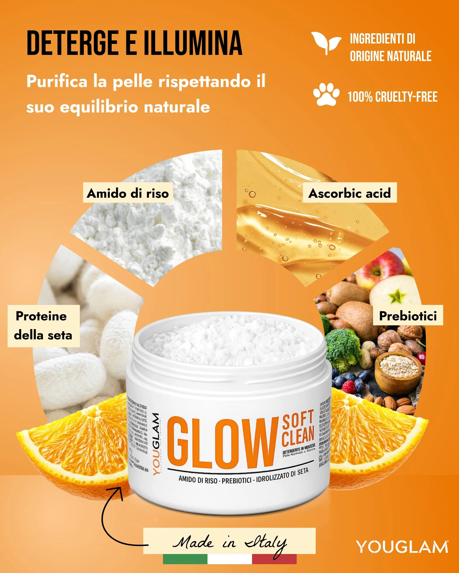 YOUGLAM Remove Me Burro Struccante Viso e Occhi 200 ml & GLOW SOFT CLEAN Detergente In Polvere 35 gr- Balsamo Detergente Nutriente con Oli Naturali, Scioglie Trucco, Impurità, Pelle Morbida Luminosa