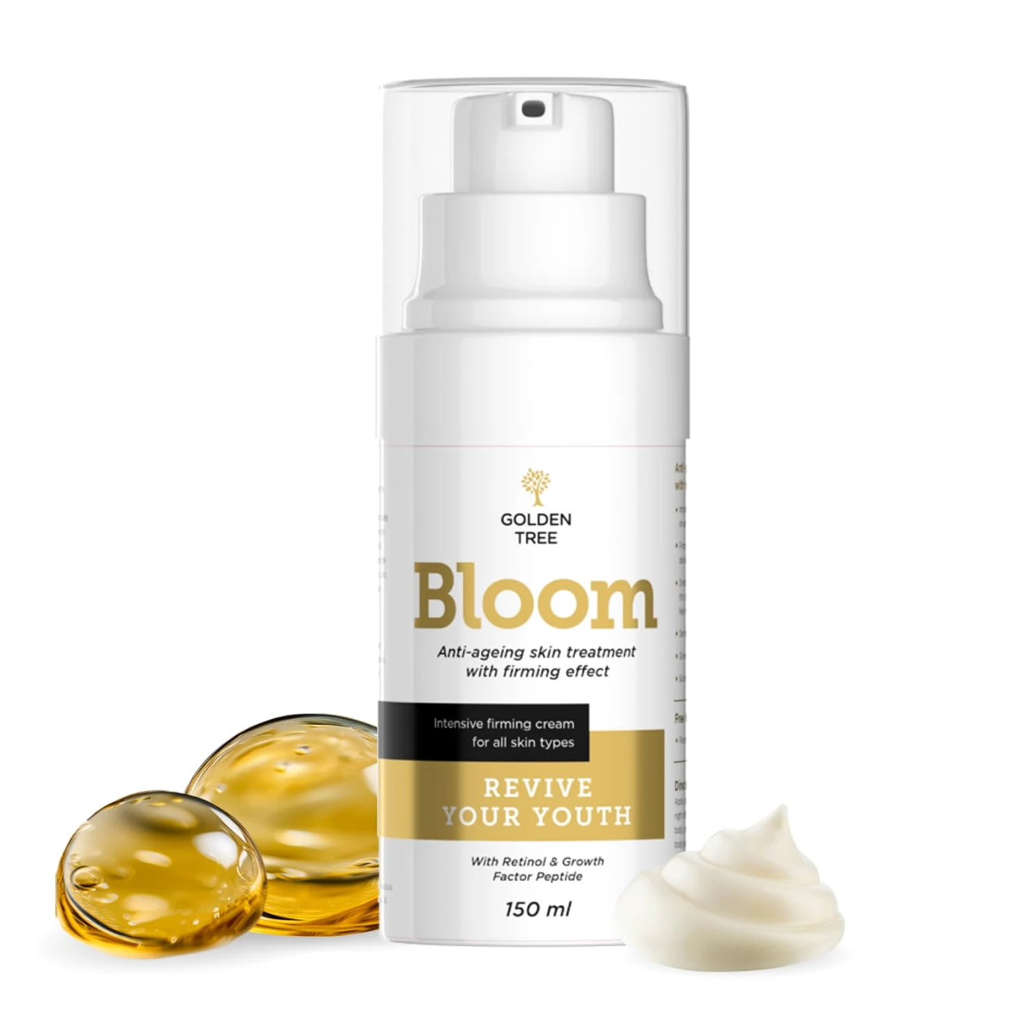 Golden Tree Bloom Crema Corpo – Crema Idratante Corpo, 150 ml | Con Niacinamide, Retinolo, Vitamina C e Sodio Ialuronato, Texture Leggera, Assorbimento Rapido, Non Grassa