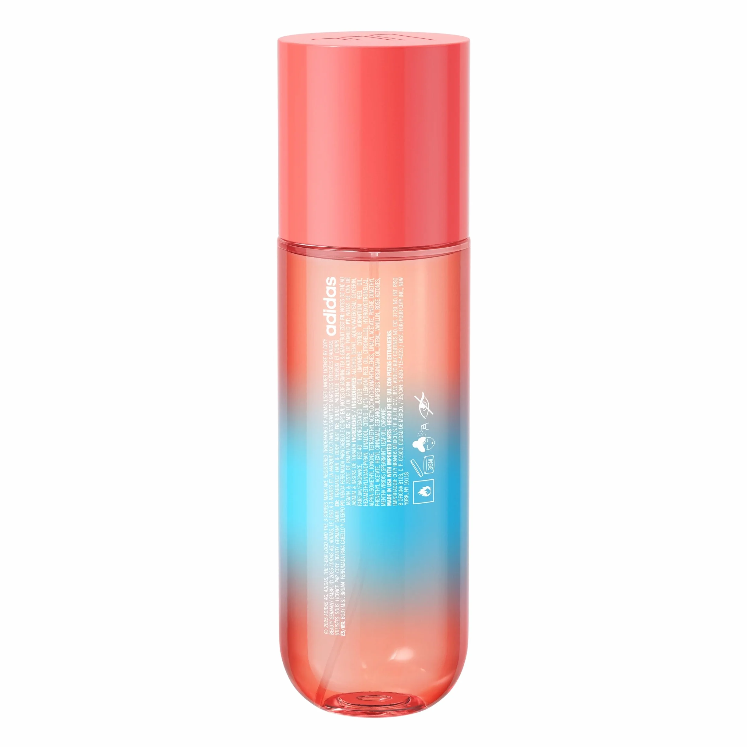 adidas Vibes Happy Feels Acqua profumata spray per corpo e capelli, da Donna, Mood Boosting, Note di Tè al Gelsomino e Scorza di Pompelmo, Per Ogni Occasione, 236 ml