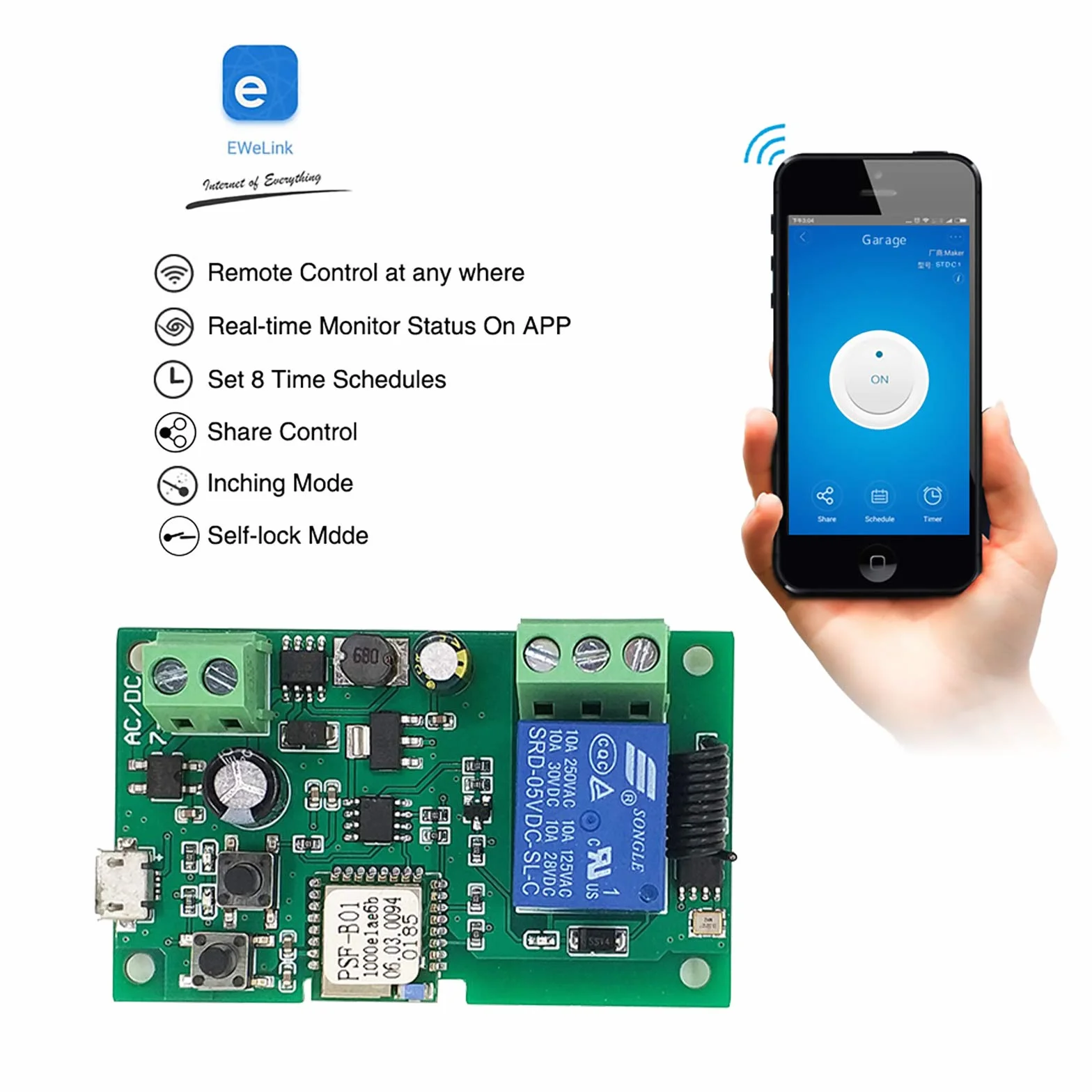 Ewelink App telecomando Relè interruttore wireless WiFi 433RF per porte da garage intelligenti