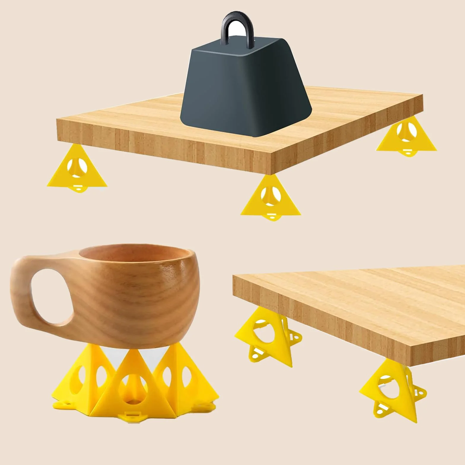Supporti a Piramide per Pittore 40 Pezzi Giallo Cono Tela Triangolo di Vernice Alzateper Ante Supporto Pittura Perforata Legno Mobili Stand Porta Dell'armadio
