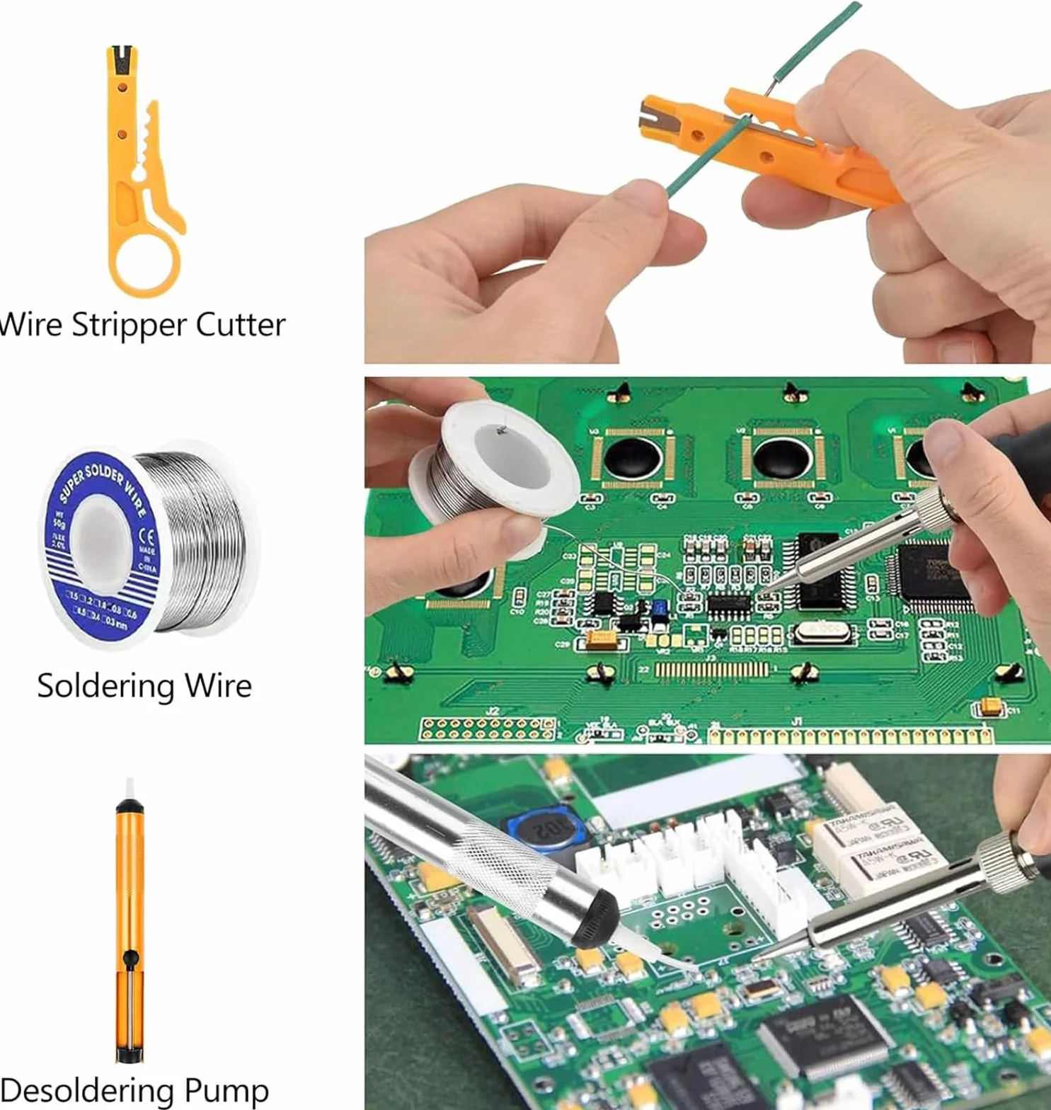 Saldatore a Stagno 80W Professionale con LCD, Temperatura Regolabile 180-520°C, Kit 13 in 1 per Elettronica