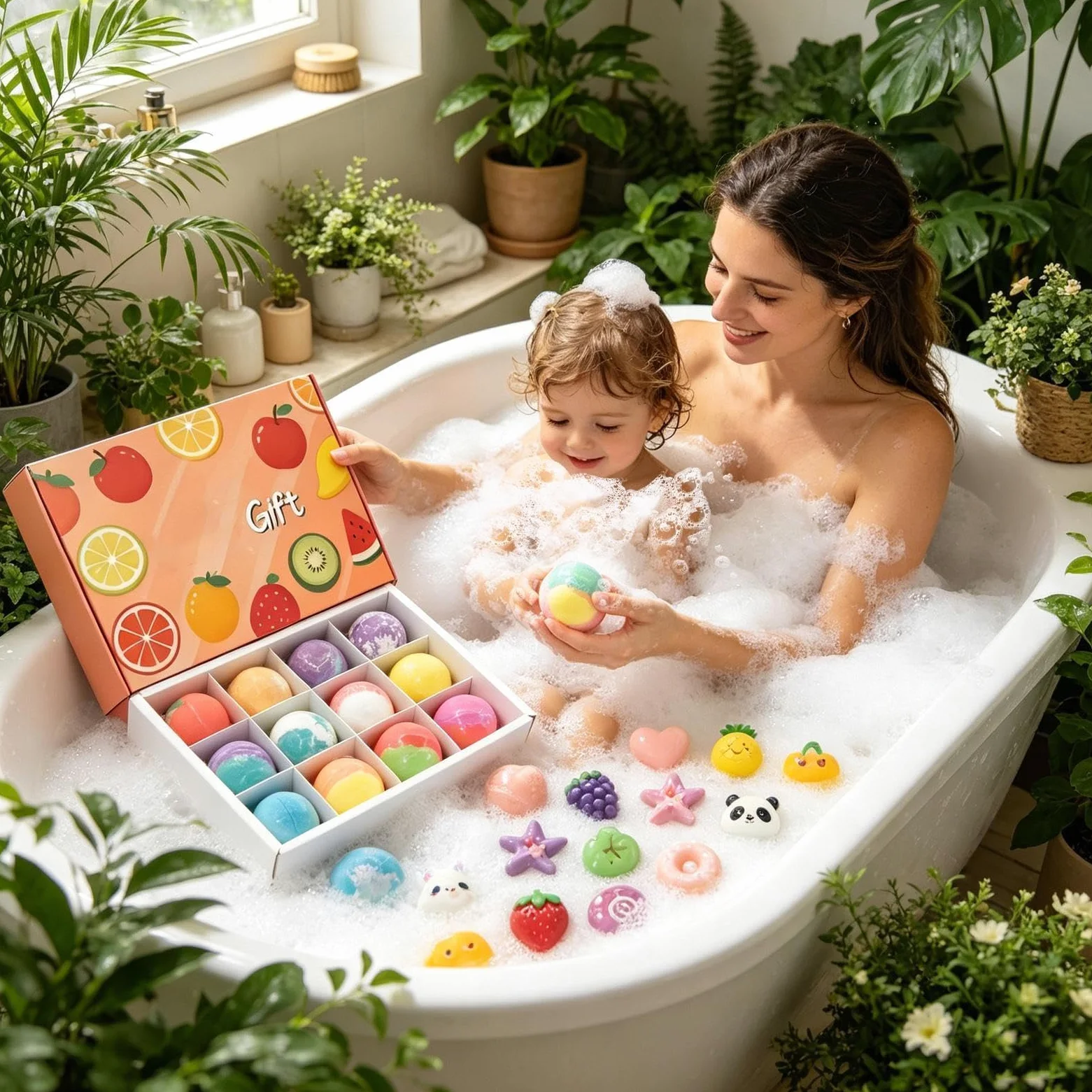 Bombe Da Bagno Effervescenti Per Bambini Confezione da 12 Pezzi Detergente | Design Fruttato SPA Bombe Profumate per la Cura di Sé, SPA, Casa, Viaggi, Bagno, Hotel