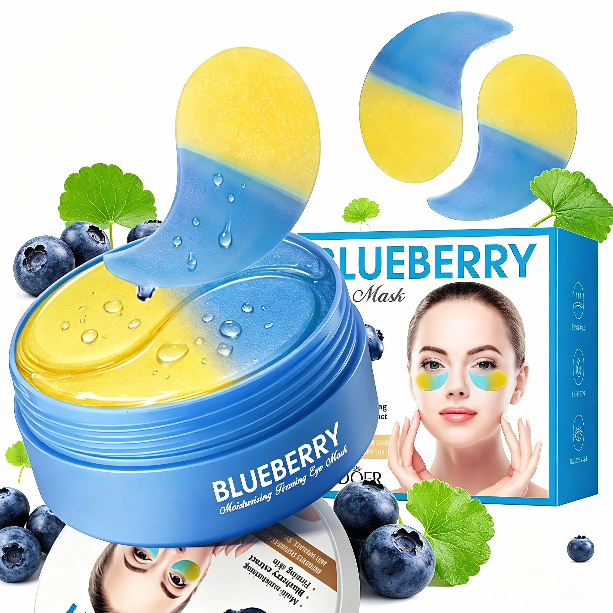 Patch Occhi per Borse e Occhiaie, 60PC Maschera Occhiaies,Maschera Collagene Patch,Eye Patches Essence,Allevia la Stanchezza, Elimina le Borse e Riduce le Rughe