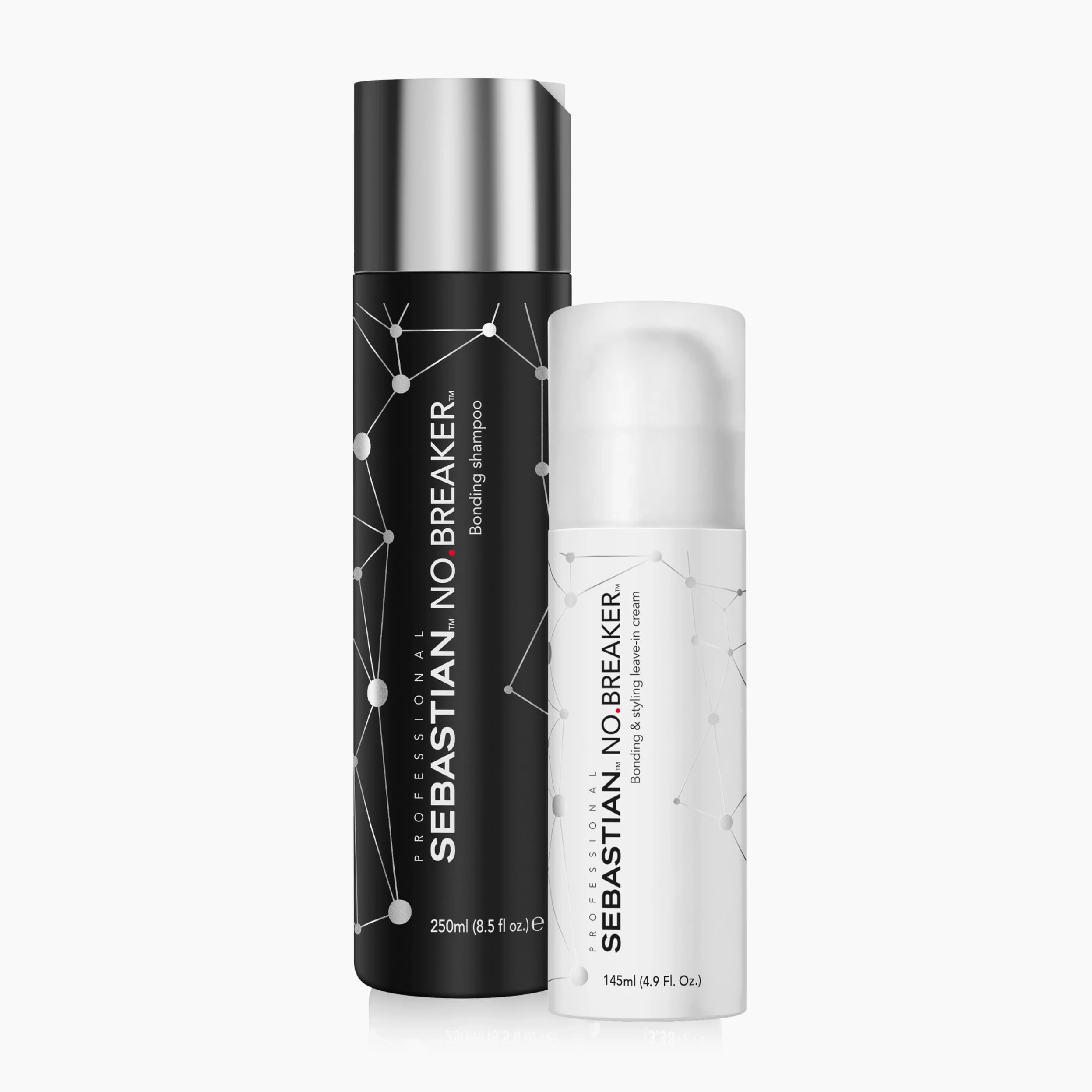 Sebastian Professional NO.BREAKER Shampoo Rinforzate e Bonding & Styling Leave-in per Capelli - Rafforzano i Capelli Danneggiati - 250 ml e 145 ml