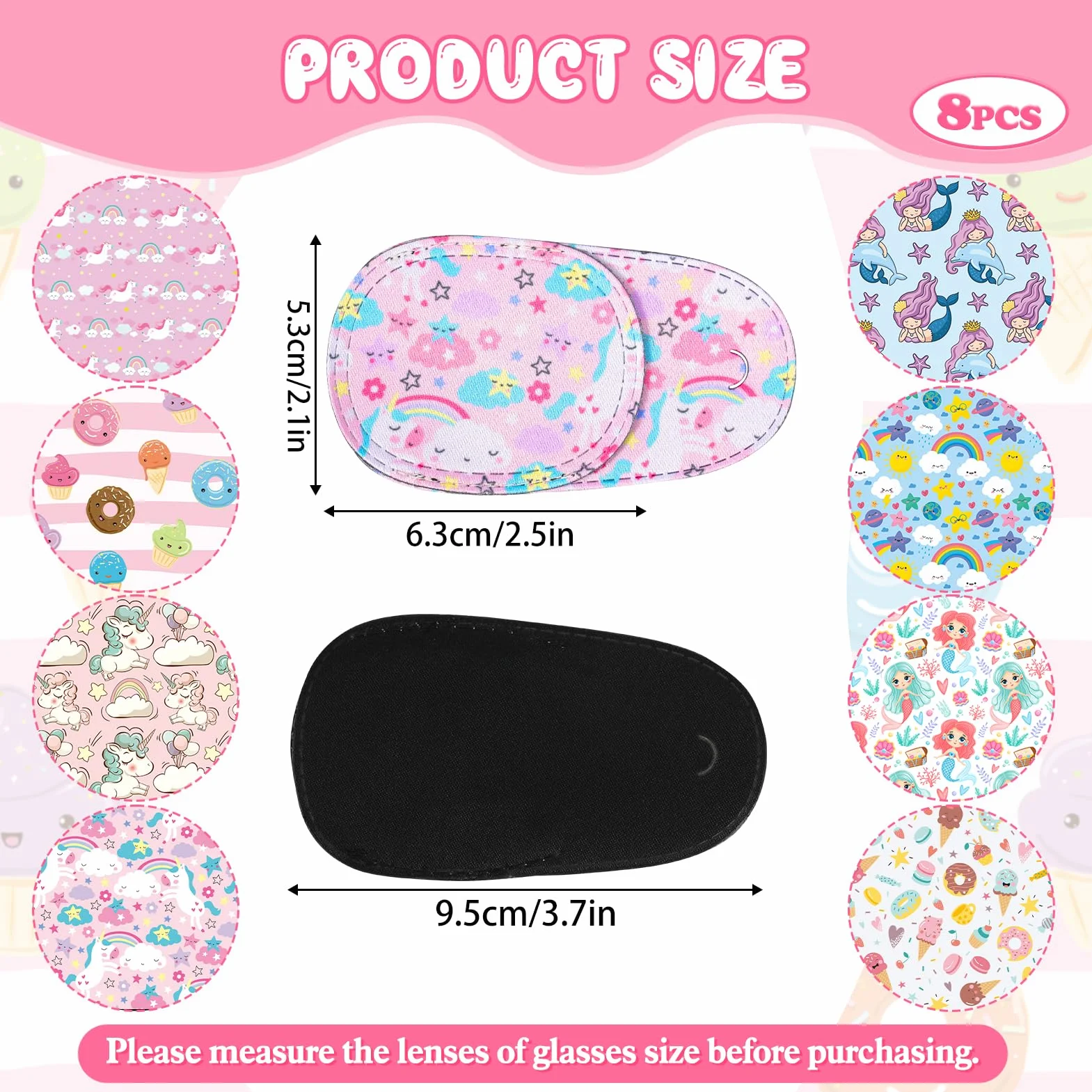 HIFOT 8 Pezzi benda occhio pigro bambini,benda occhiali bambina eye patch coprente per occhio pigro ambliopia,Benda per occhio per occhiali che curano ambliopia