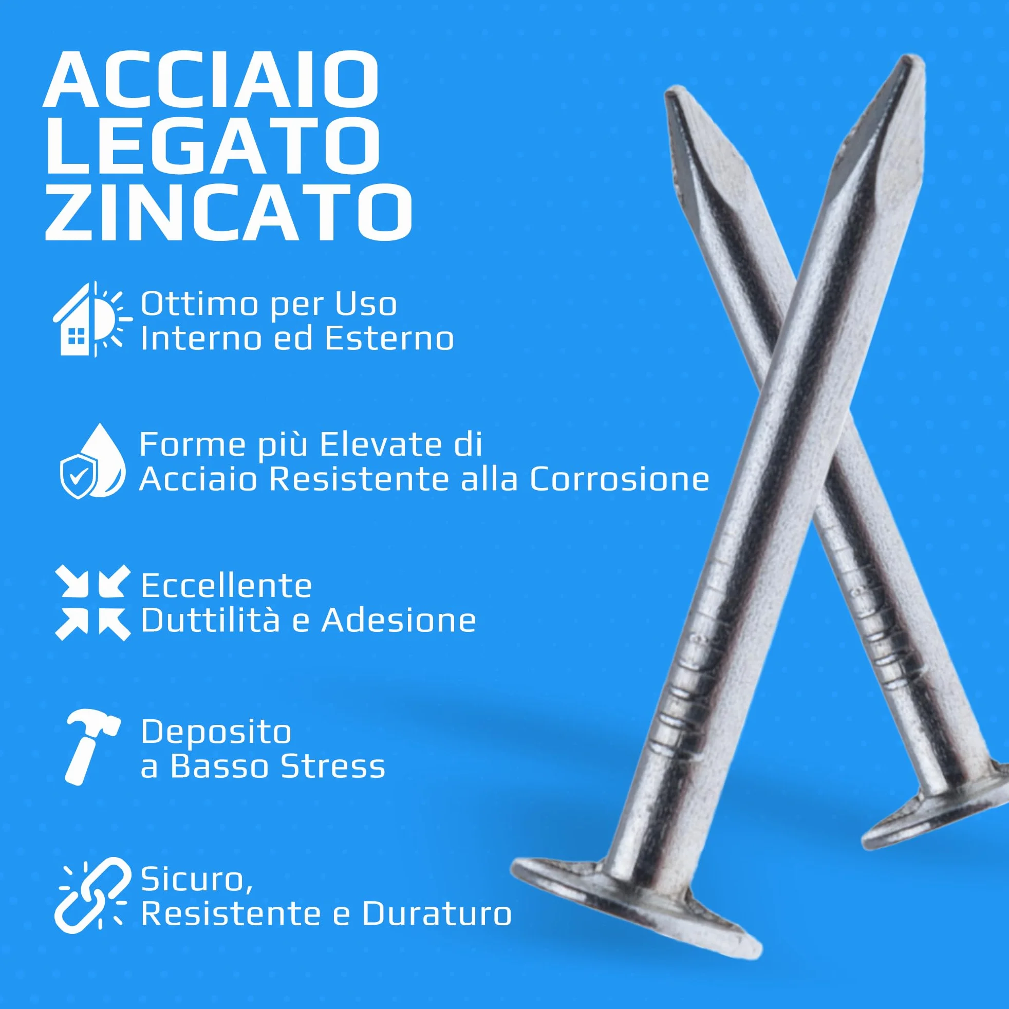 Chiodi per Tetto 25 mm Confezione da 100 Chiodi Clout Zincati Testa Extra Large per Coperture