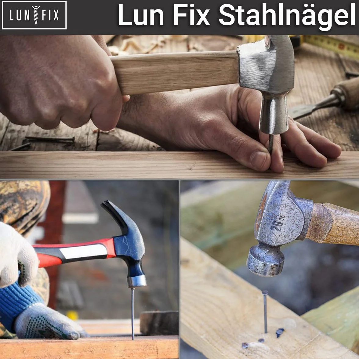 Chiodi in Acciaio Grezzo 4,5x125mm 5kg Lunghi e Resistenti per Legno e Muro, Testa Piana per Fissaggio e Costruzione, Chiodi da Carpentiere e Ferramenta, per Bricolage e Lavori Fai da Te, Lun Fix