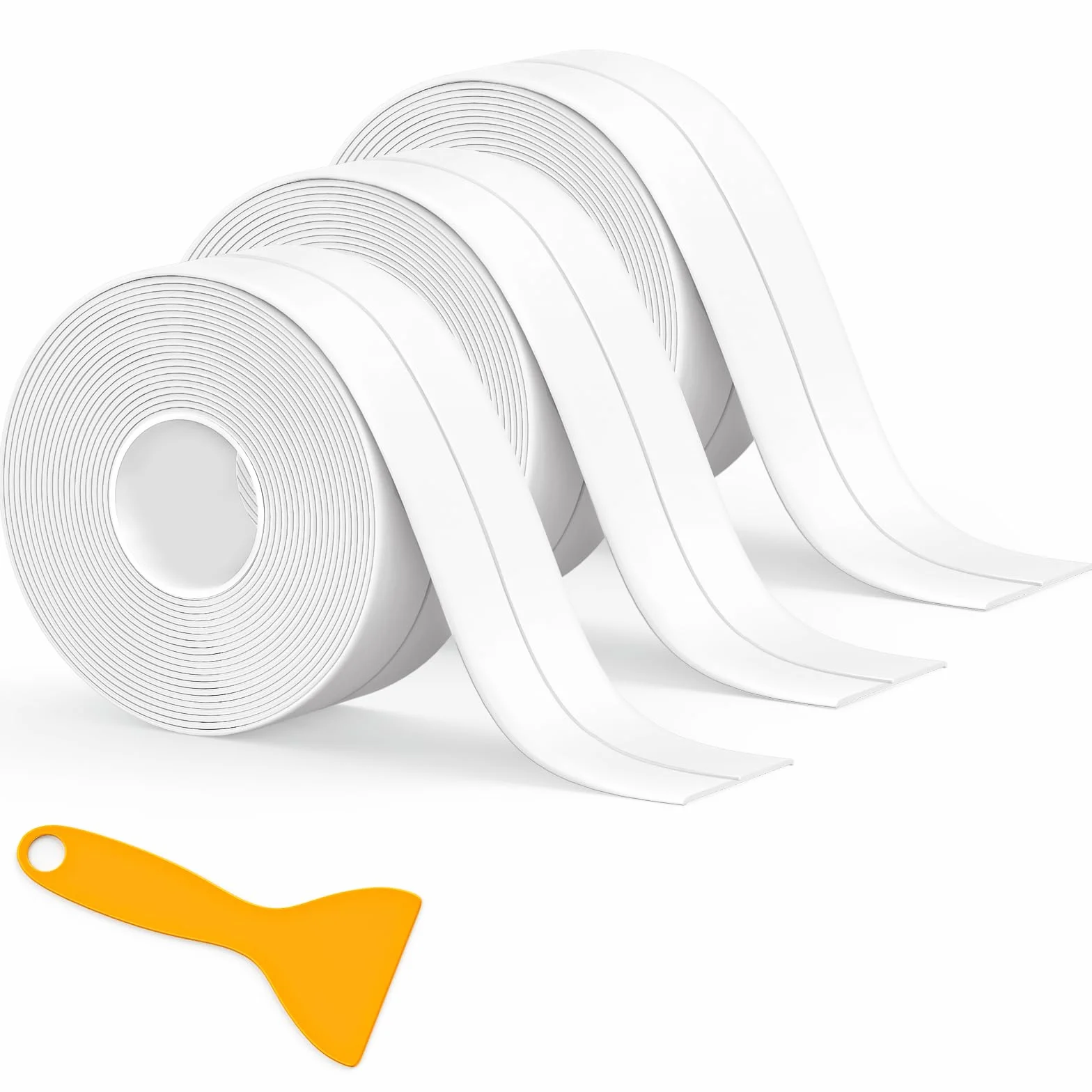 Nastro Sigillante Impermeabile Autoadesivo in PVC per Piatto Doccia Vasca Bagno Cucina Bianco 3,8 cm x 3,2 m