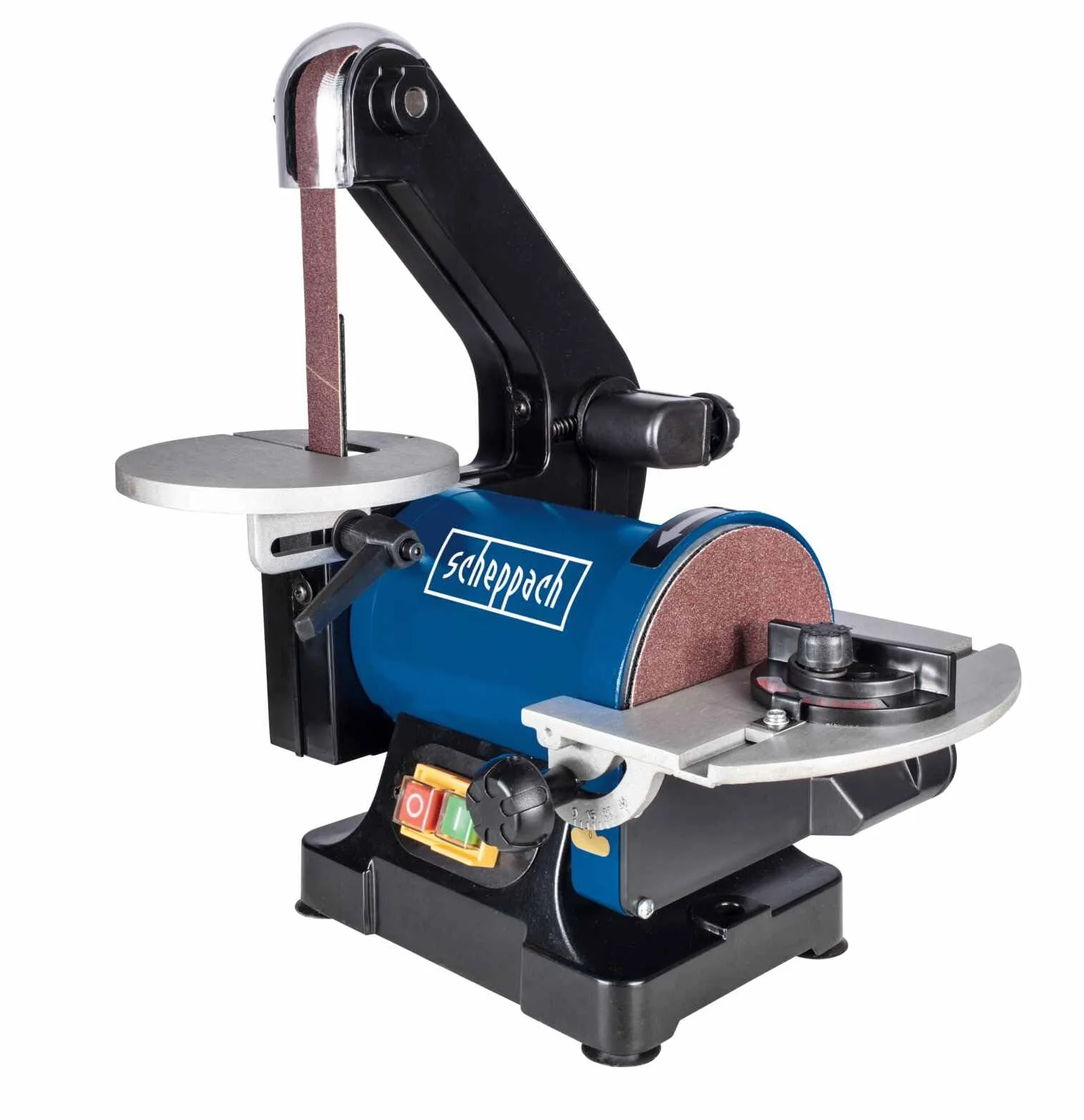 Scheppach BTS700 levigatrice a nastro 250W 762x25,4mm disco Ø125mm tavolo regolabile 90°-45° 816 m/min