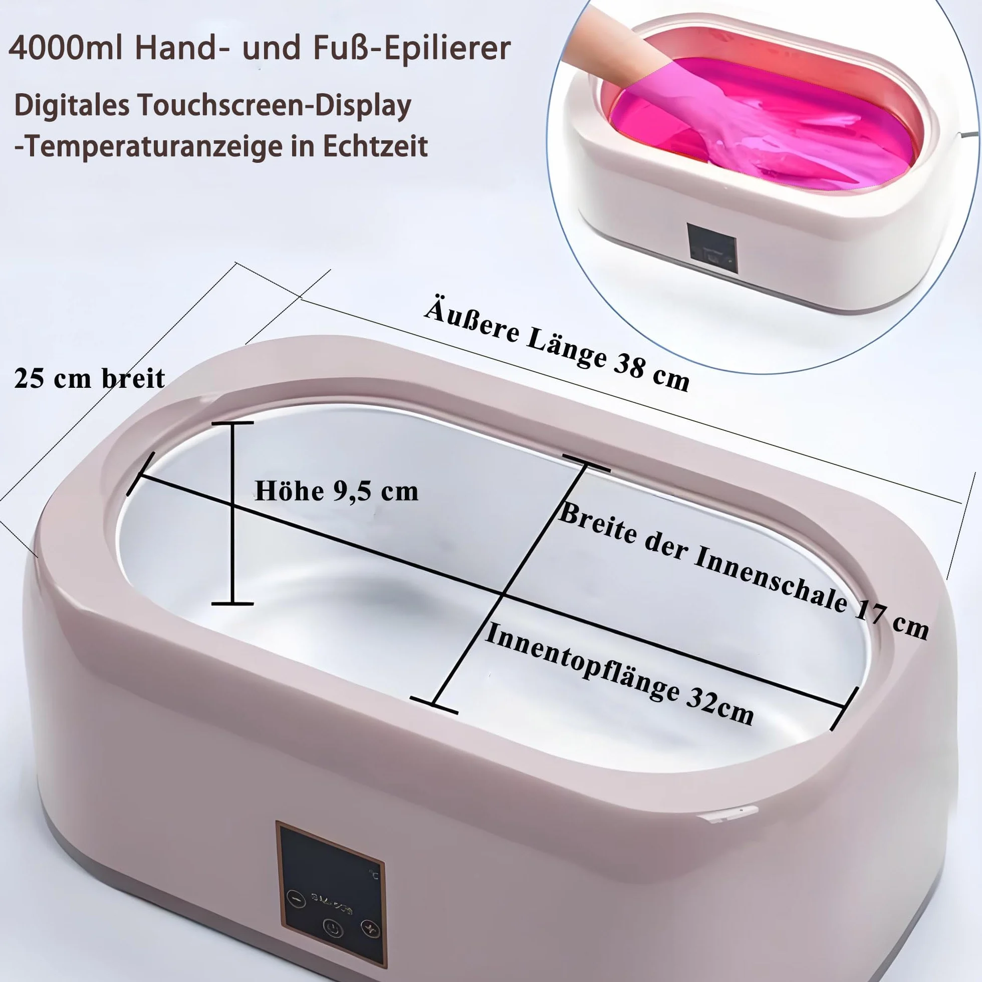 Autumn & Winter Moisturising Hand & Foot Paraffina Wax Machine – 4000 ml Paraffina Wax Bath Paraffina Warming & Moisturising Kit cera si scioglie rapidamente, goditi un Erfa rilassante (Rosso)