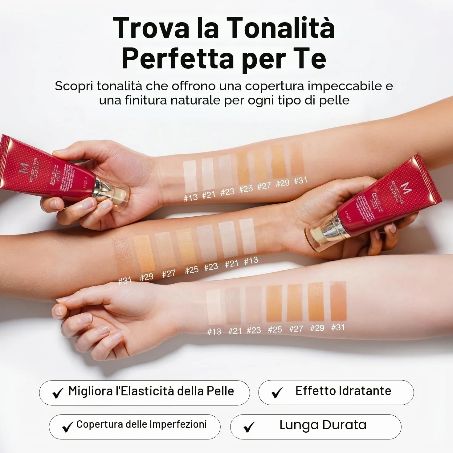 MISSHA M Perfect Cover BB Cream SPF42 PA+++ 50ml #25 Warm Beige – Copertura Media-Alta, Idratazione, Protezione Solare, Finish Naturale, Pelle Radiosa