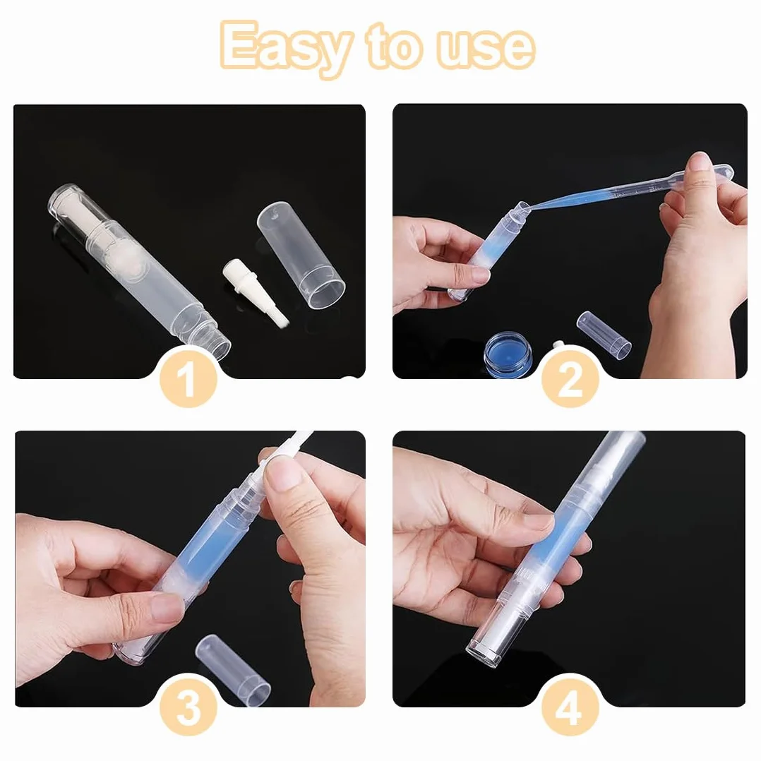 WeddHuis 6 Pezzi Penna Olio per Cuticole Vuota con Punta a Pennello per Crescita Ciglia, Applicatore Lipgloss (5 ml) (Trasparente)