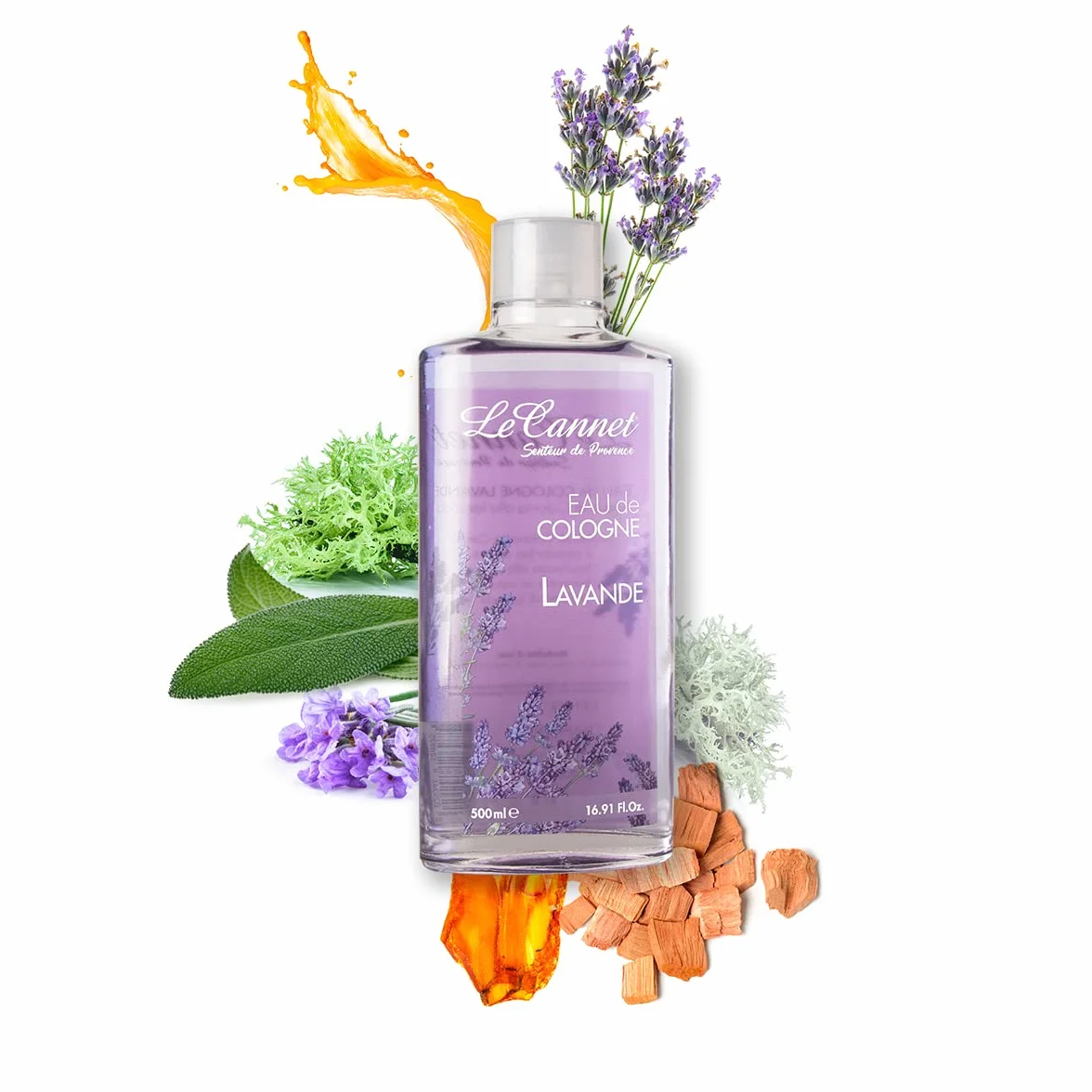 LE CANNET | Eau De Cologne - Acqua di Colonia Donna, Profumo Naturale e Sensazione di Freschezza, Perfetta per chi Ama le Fragranze più Classiche, Lavanda, 500 ml