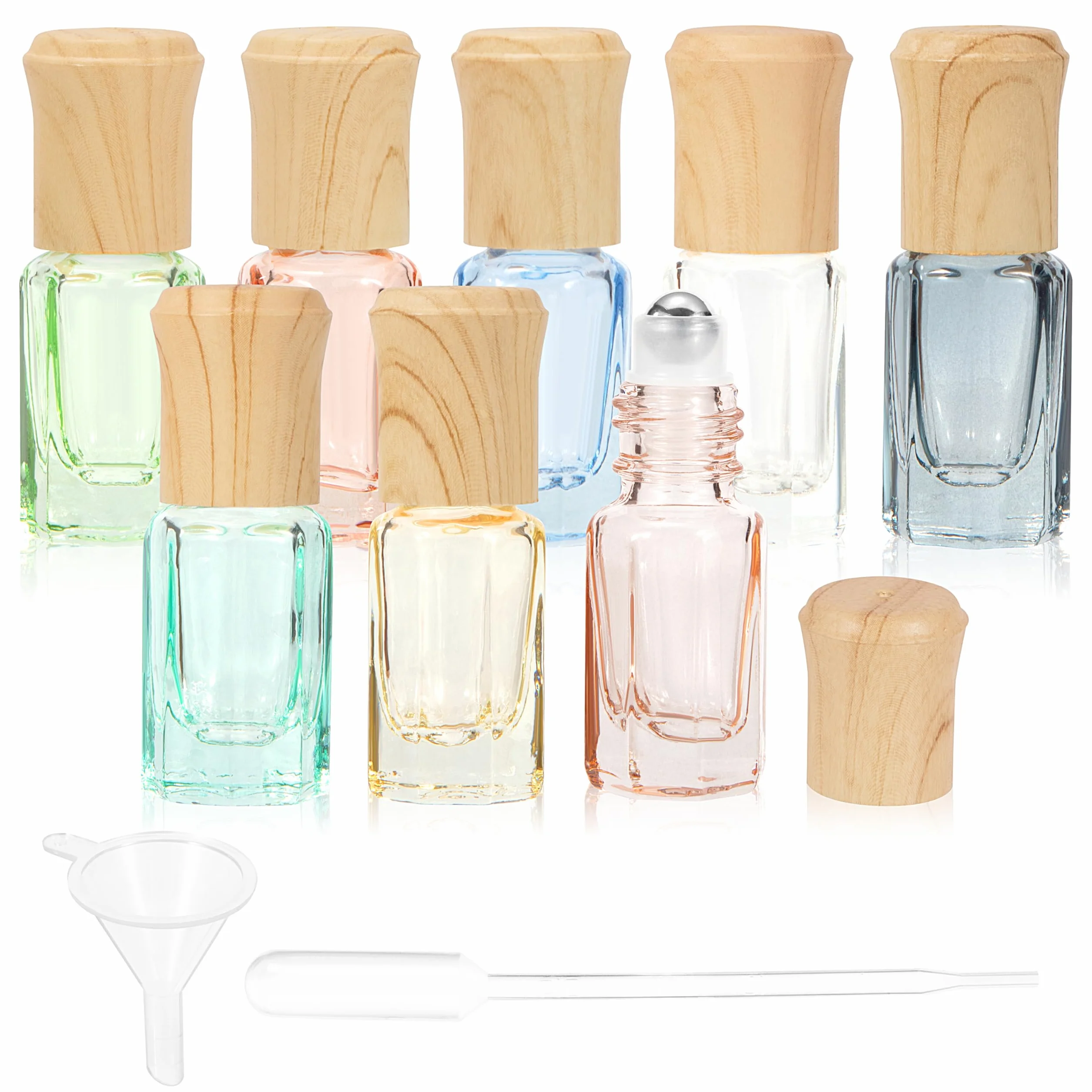 Bottiglie a Rullo di Oli Essenziali Bottiglia Roll On Vuota 3ML con Sfere Roller in Acciaio Inox per Oli Essenziali Aromaterapia 8 Pezzi 8 Colori