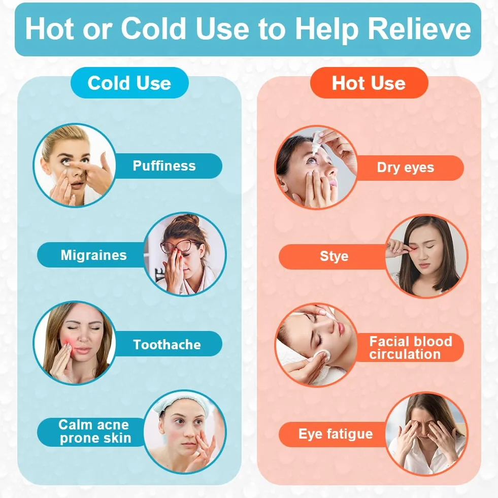 ACWOO Maschera Rinfrescante per Il Viso, Maschera per Occhi Riutilizzabile, Maschera Caldo Freddo per Occhi Gonfi, Occhi Stanchi, Mal Di Testa, Hangover, Emicrania (Blu)