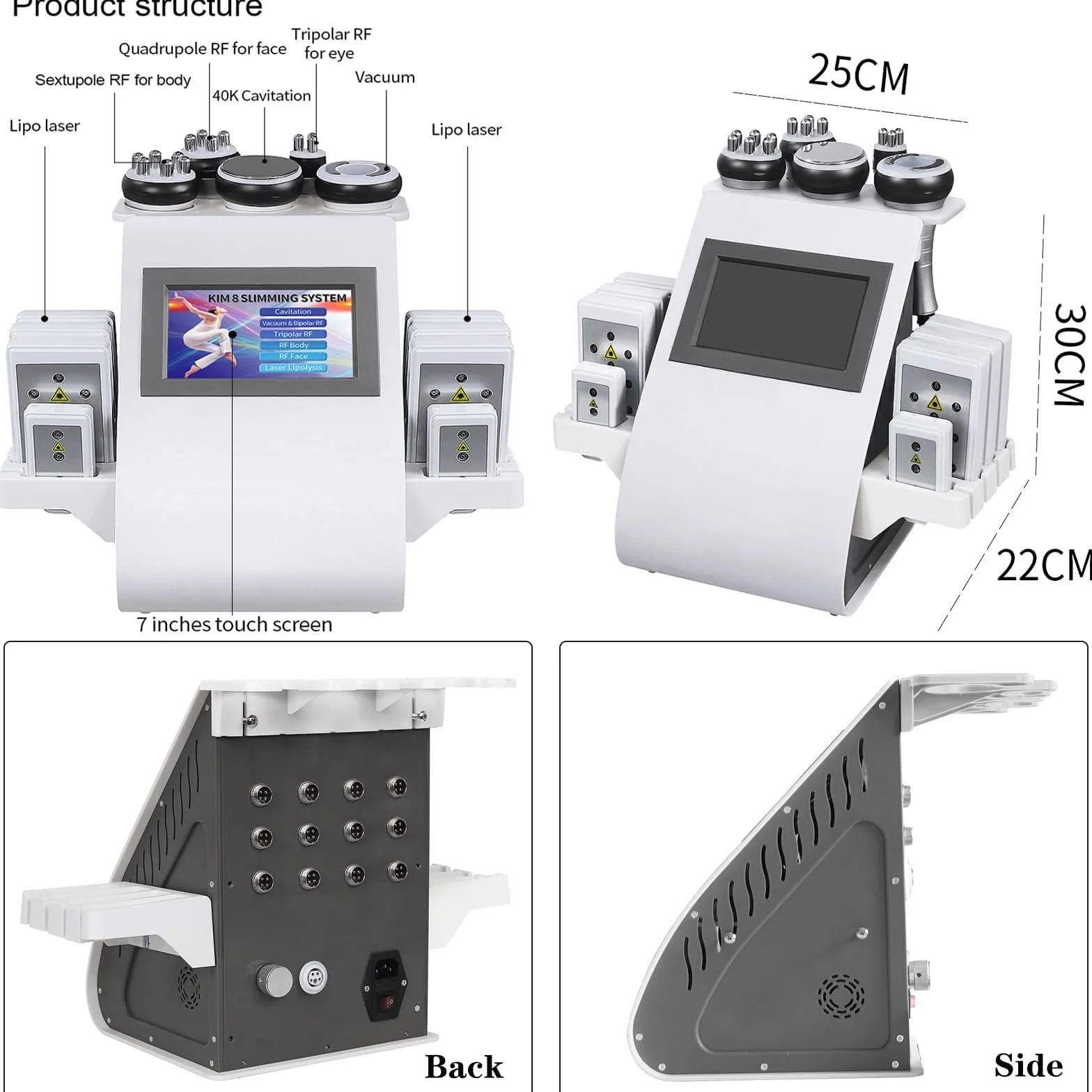 6 In 1 Anticellulite Macchinario radiofrequenza professionale viso,attrezzatura professionale di bellezza, macchina per scolpire il corpo, per pancia, tonificazione e tonificazione del corpo (Bianco)