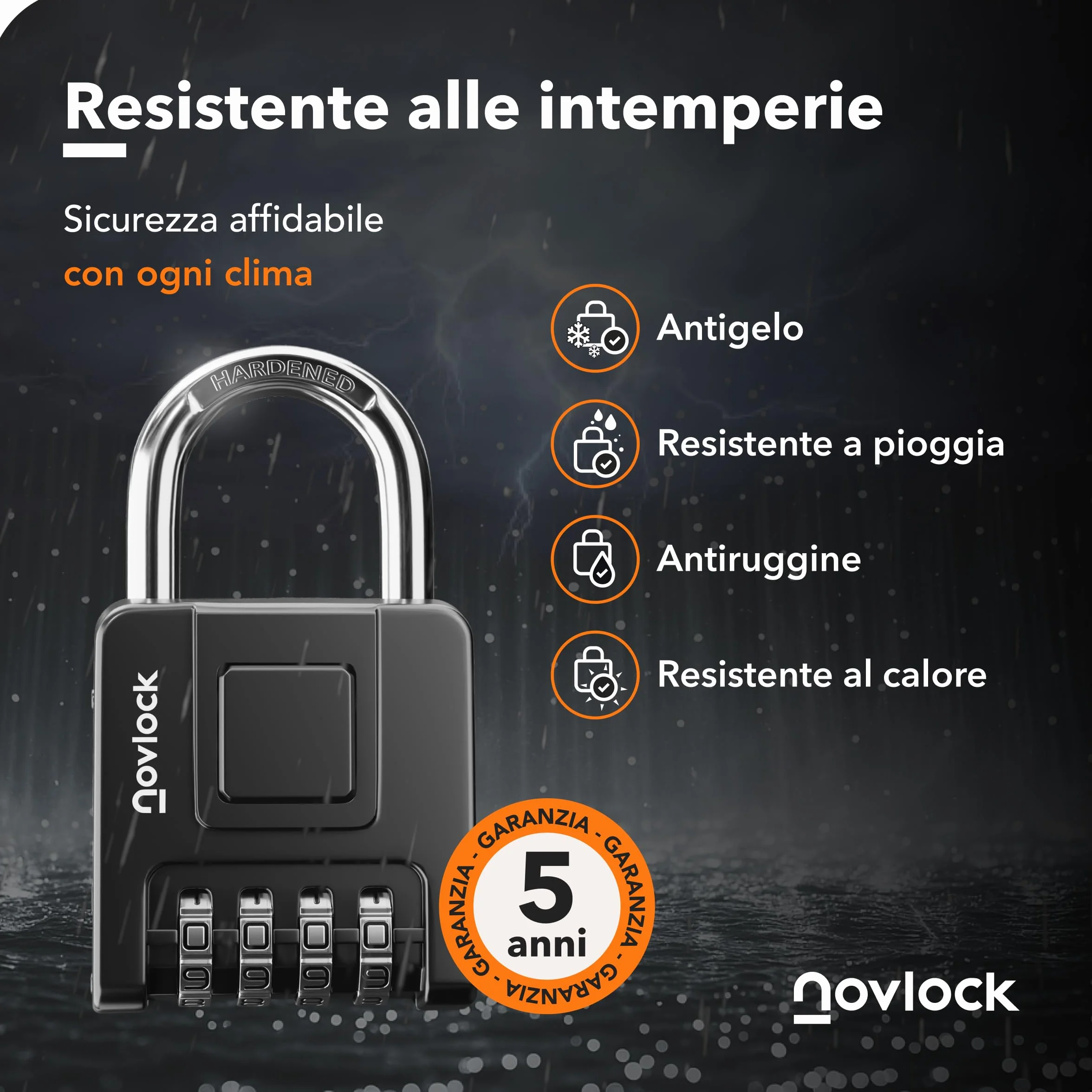 Lucchetto a combinazione impermeabile nero per armadietti e armadi
