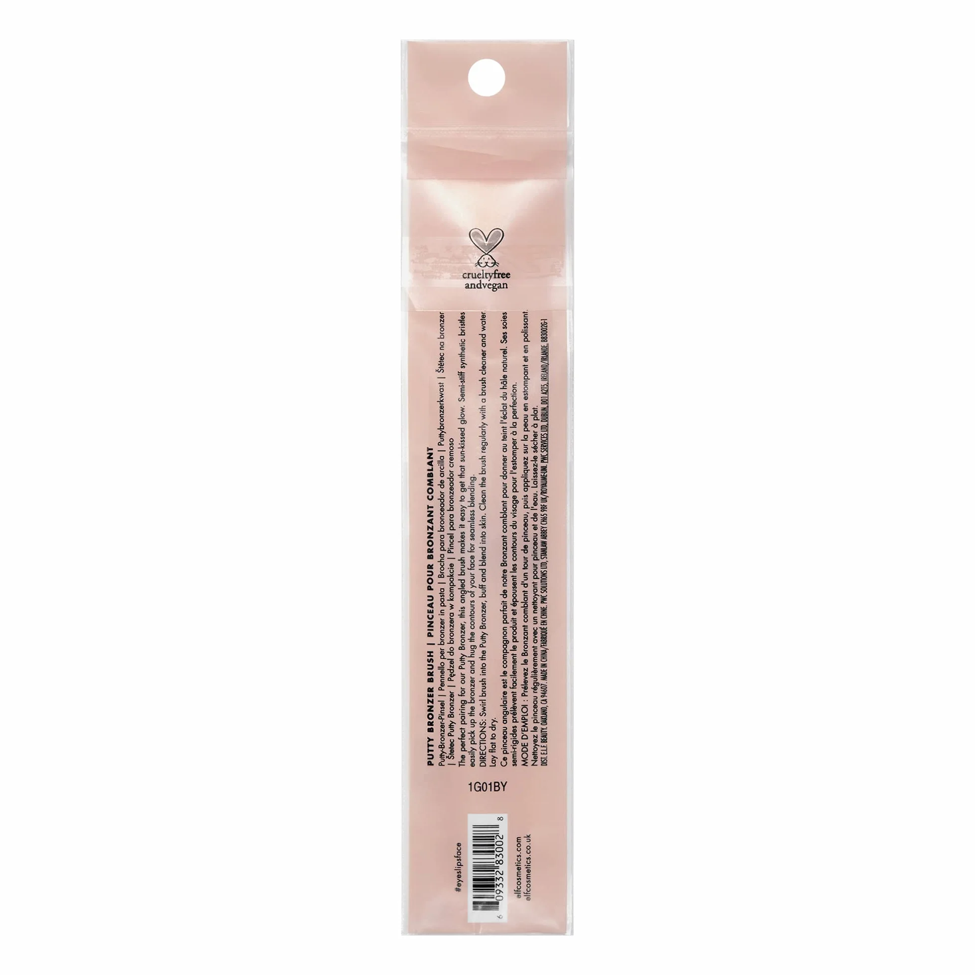 e.l.f. Putty Bronzer Brush, pennello angolato per trucco per contouring e highlight, realizzato per il e.l.f. Putty Bronzer, applicazione sanitaria impeccabile, nero