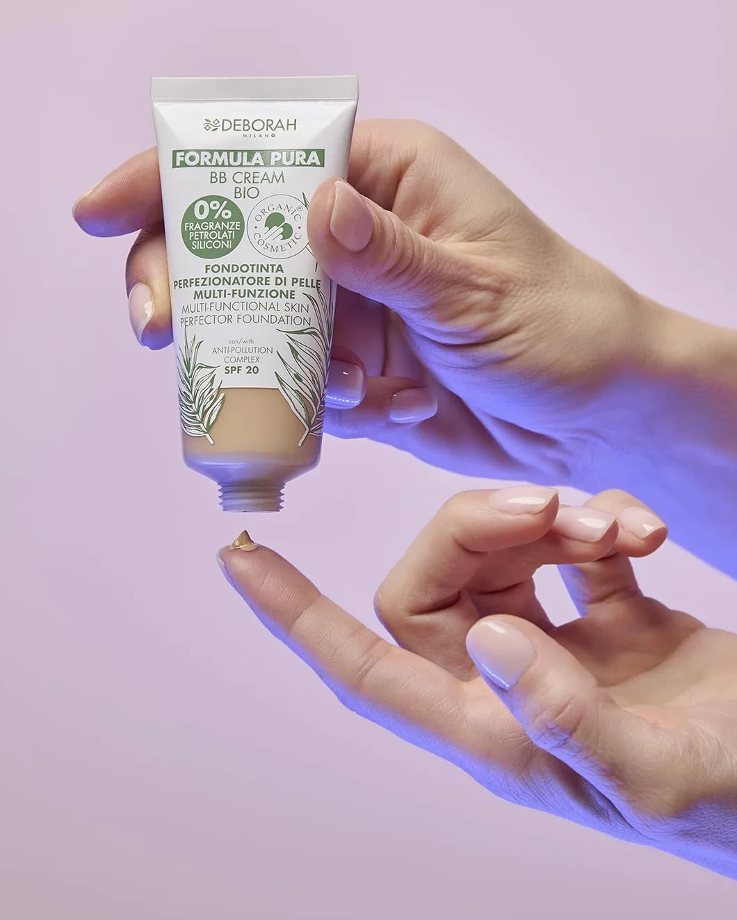 Deborah Milano - BB Cream Formula Pura BIO SPF 20 con Ingredienti Naturali, 03 Beige, Effetto Nutriente, Antiossidante e Anti-luce Blu, Dona una Pelle Levigata e Nutrita, 30 ml