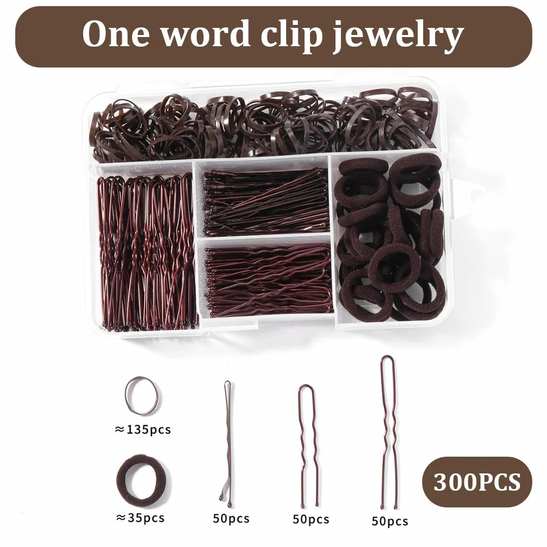 Forcine per Capelli, 300 pezzi, Cerchietti per Capelli, con Scatola, per Chignon Accessori per Acconciature, Accessorio invisibile per capelli, adatto per saloni di parrucchiere e per uso domestico