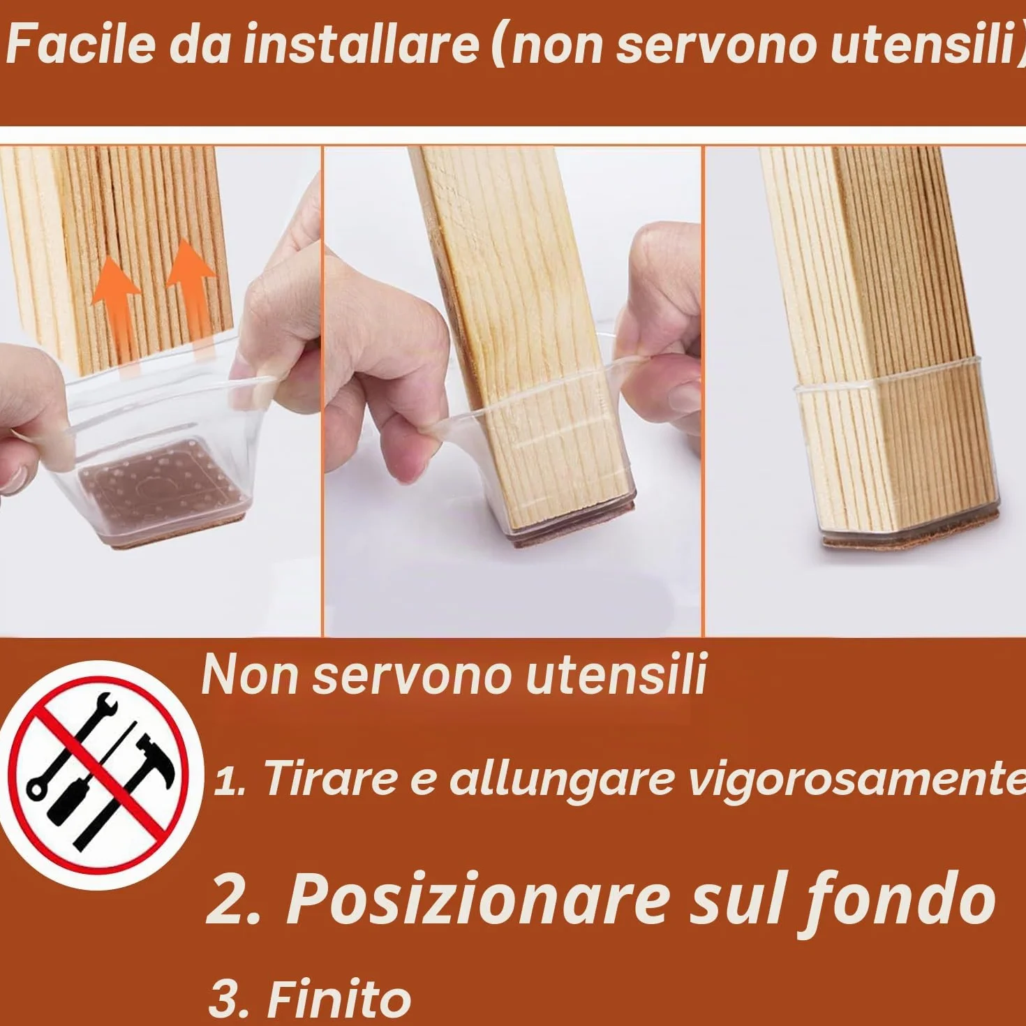 Feltrini per Sedie Quadrati in Silicone con Feltro, Proteggi Gambe Mobili 20-30mm, Antigraffio