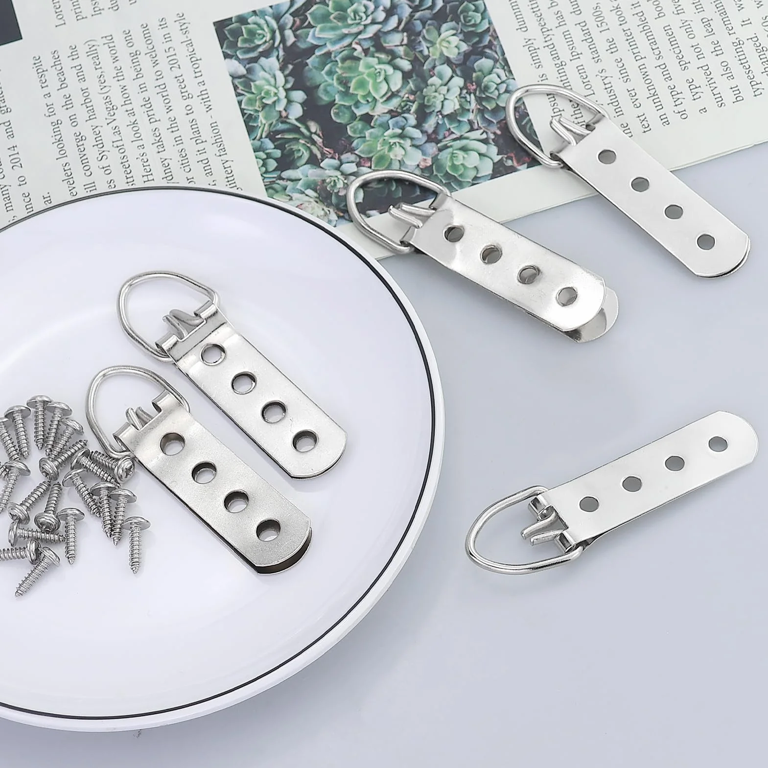 Ganci per Foto a 4 Fori con Anello a D, Appendini Super Pesanti per Immagini e Specchi, Robusti con Viti