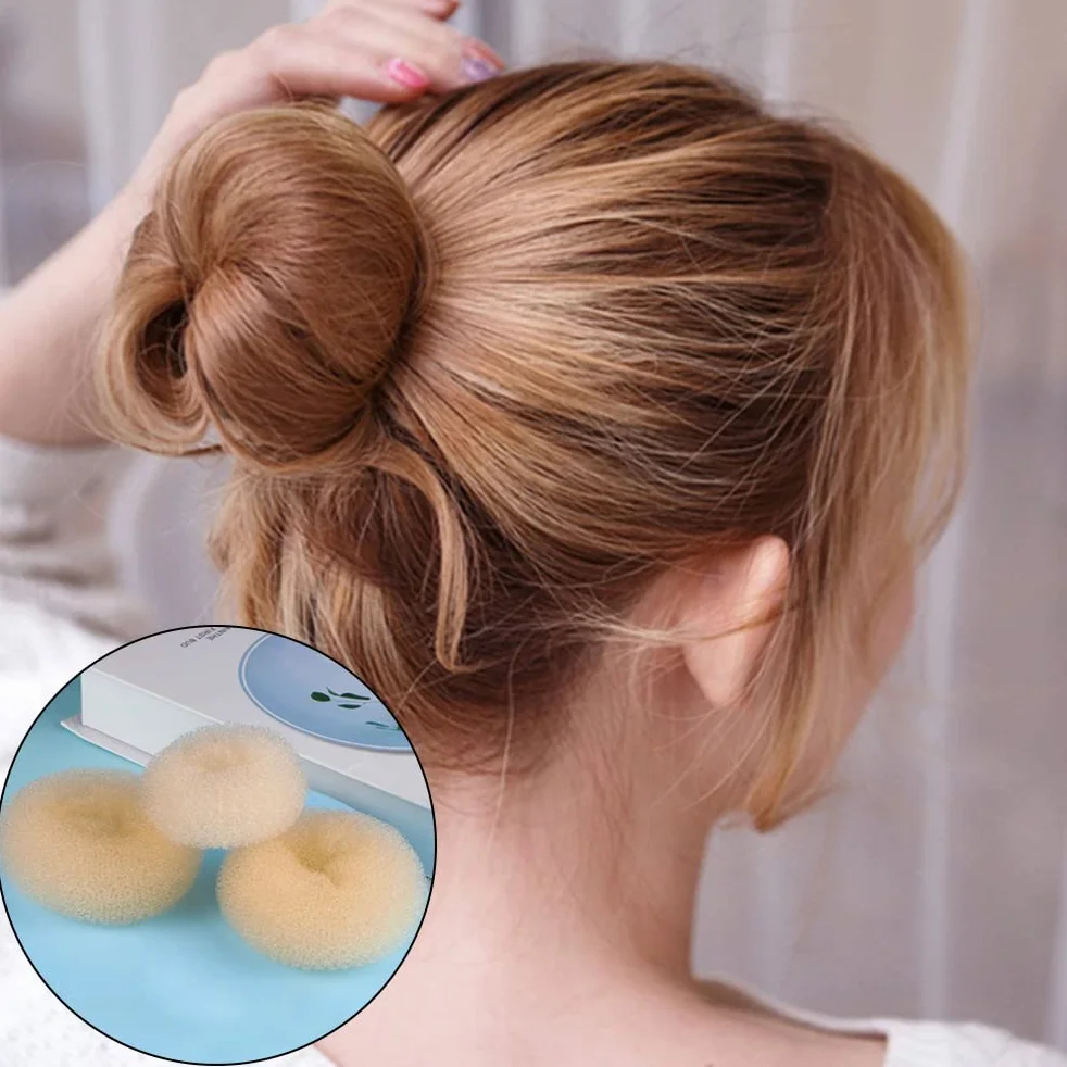 6 Pezzi Ciambella per Chignon, Creatore per Pane Ciambella Accessori Capelli Chignon con 20 Clip a Forma di U per Donne e Ragazze (Beige)