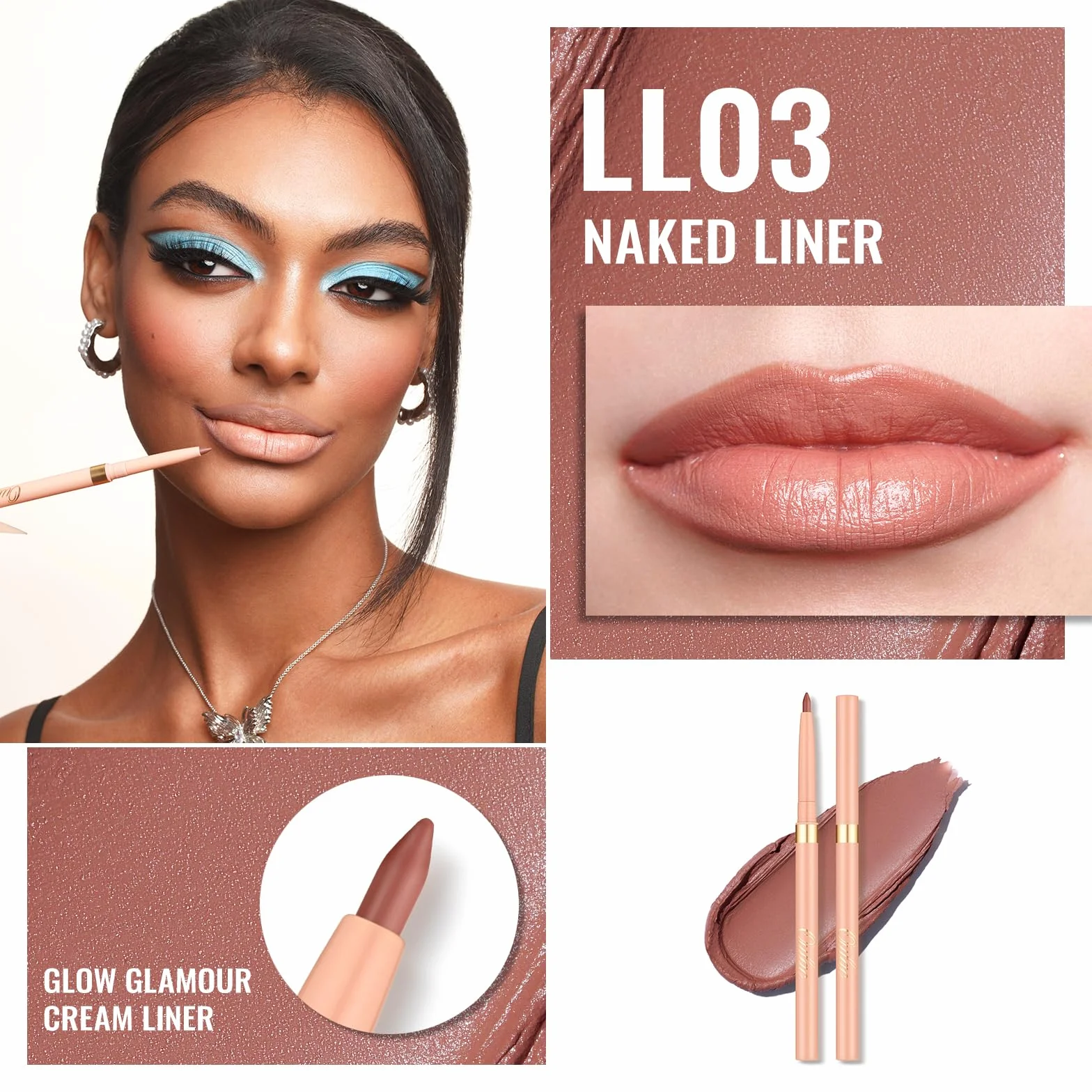 OULAC Matita Labbra Marrone Opaco, Lipliner Impermeabile Dura 12 Ore +, No-Transfer, Altamente Pigmentate, Liscio, per Contornare le Labbra, Vegan (L03) Naked Liner