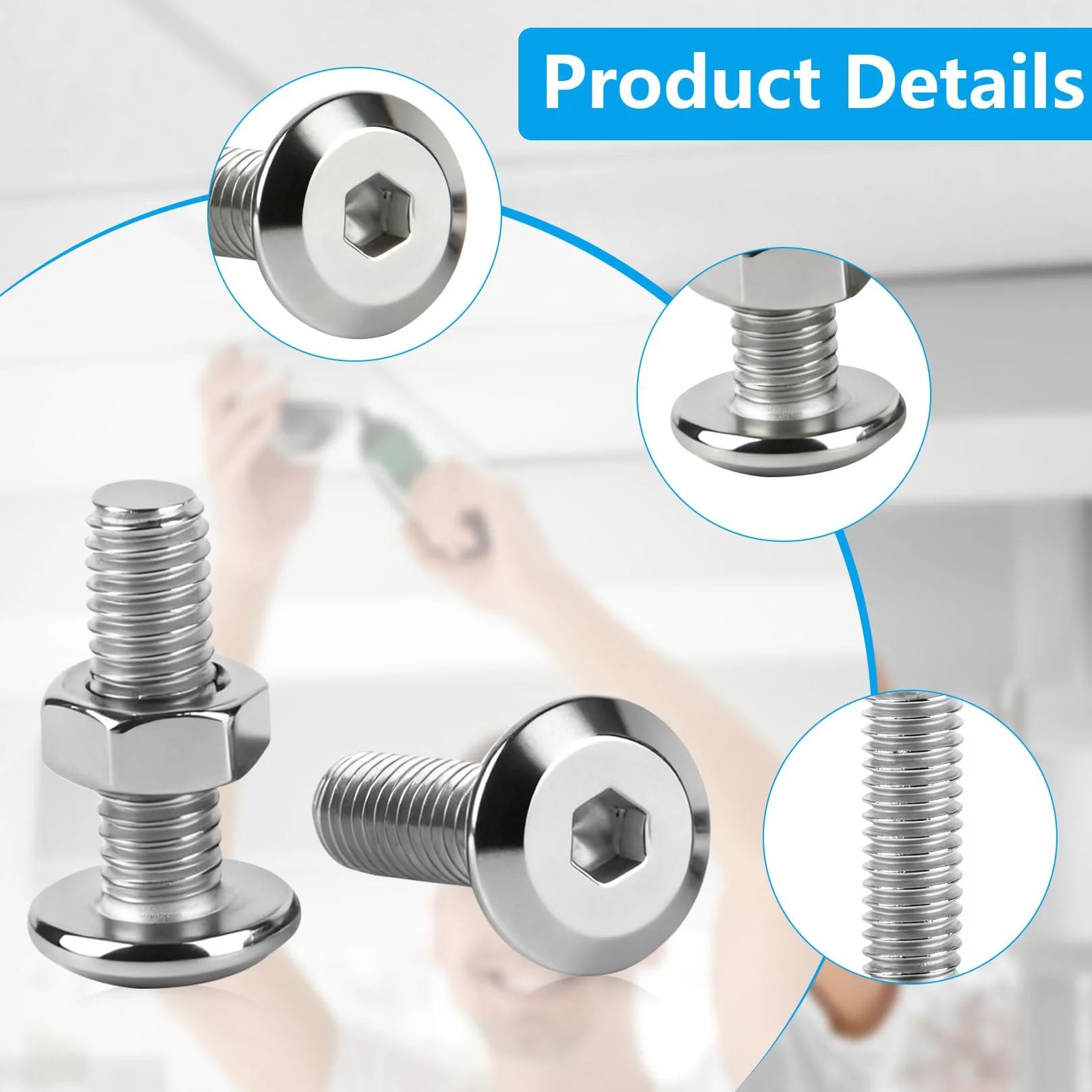 Set Viti M5 x 16 mm Testa Svasata Esagono Incassato Acciaio Inox Viti Bulloni Dadi Rondelle