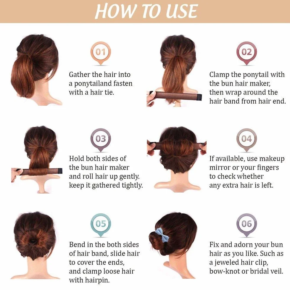 TRIXES Strumento per Styling Chignon Pack da 3 – Accessori per chignon resistenti e flessibili per acconciature raccolte facili e sicure, styling rapido, adatto per uso domestico o in salone