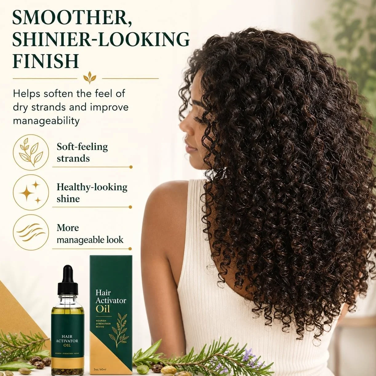 Olio attivante per capelli, più lisci e luminosi | olio nutriente per il cuoio capelluto per una cura quotidiana che rende i capelli