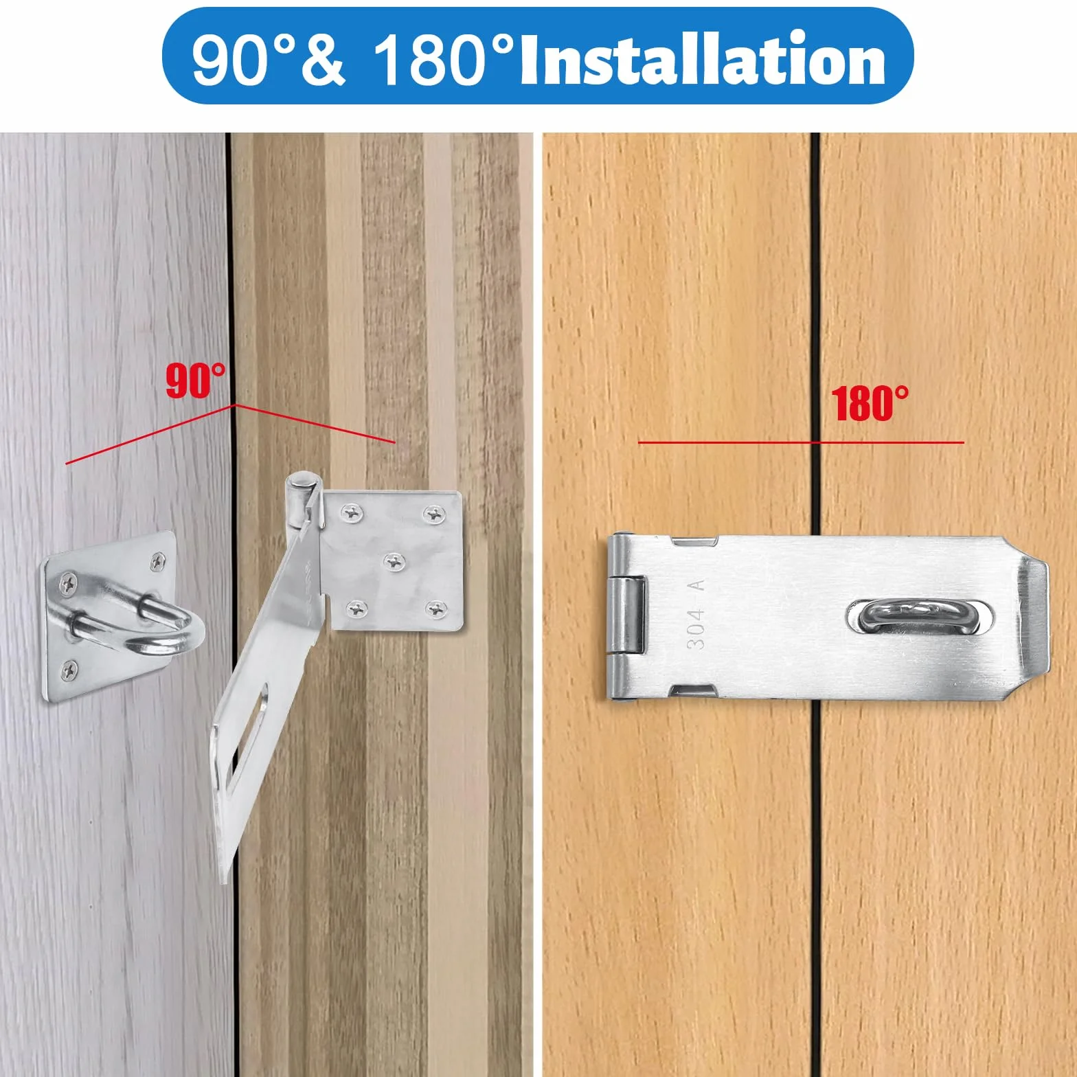 Lucchetto Haspe 5 pollici in acciaio inox 304 serratura sicurezza armadi cancelli 137x39mm