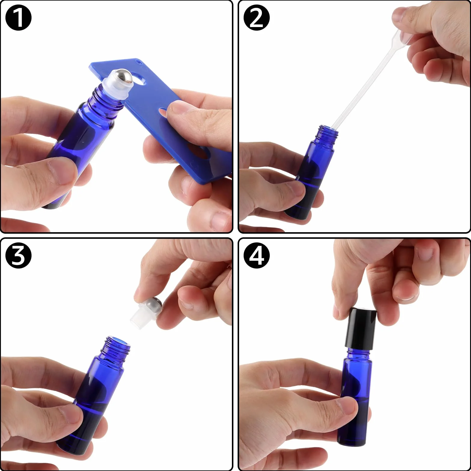 STARVAST 24 bottiglie di vetro Roll-On da 10 ml, con rullo in acciaio inox, ricaricabili per oli essenziali, lozioni e profumi