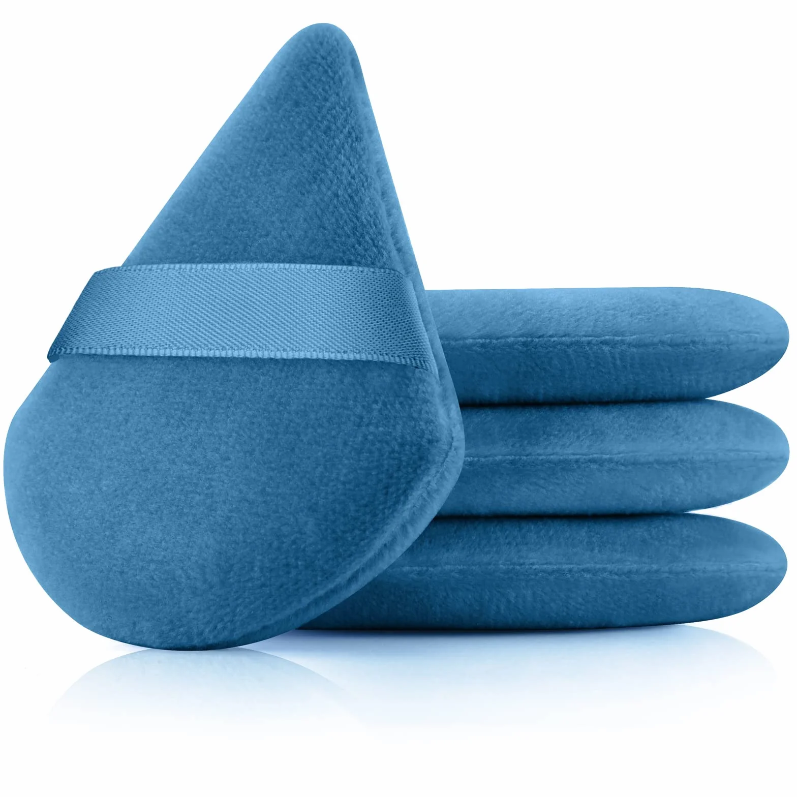 Powder Puff Start Makers 4 Pezzi Puff Cipria Triangolare, Riutilizzabile Morbido Piumini da Cipria, Bagnato e Asciutto Piumino Cipria, Adatto per Fondotinta Sciolti (Blu)