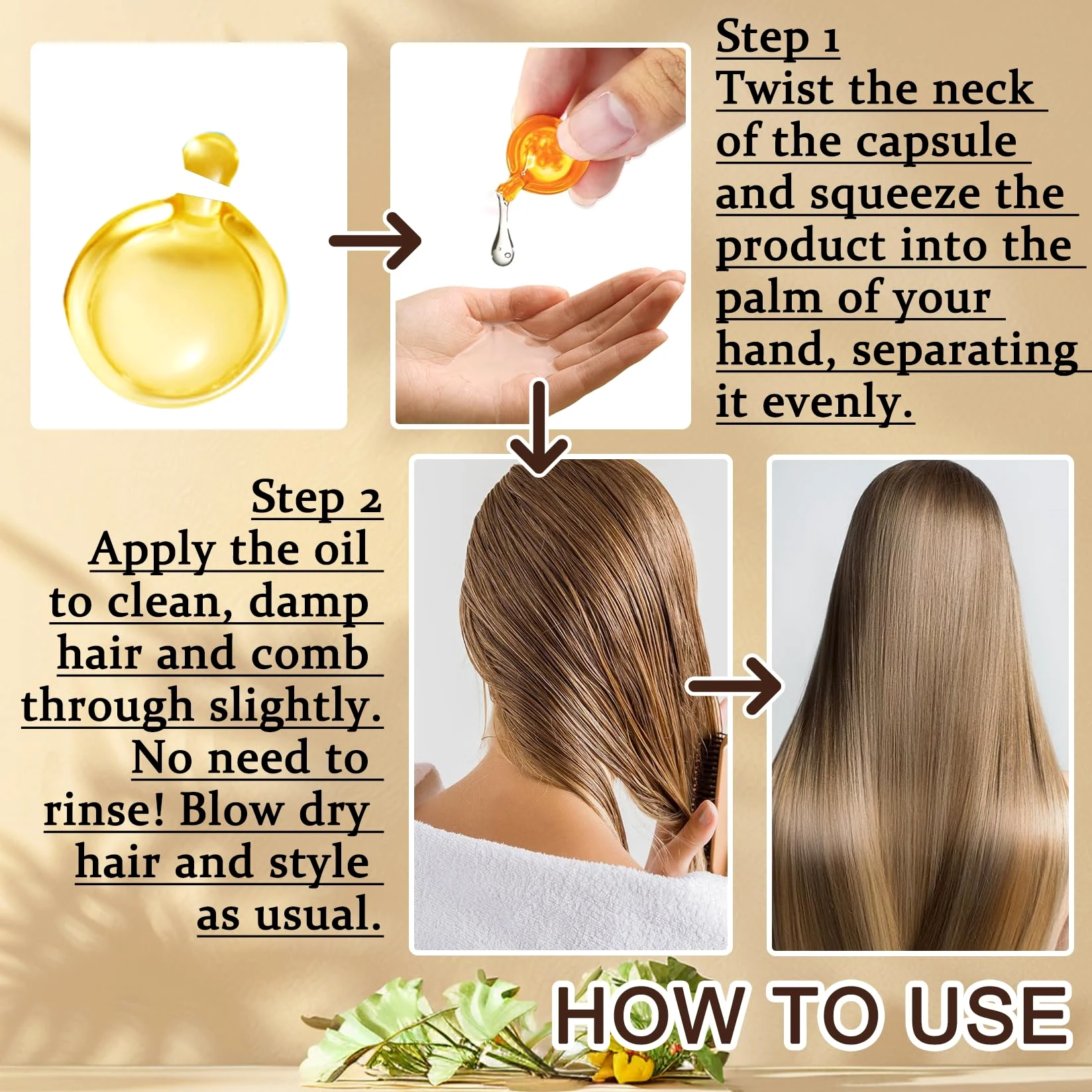 60 capsule di olio di siero per capelli, siero idratante per capelli con crespo, secchi e danneggiati, morbido, non grasso, rinfrescante e nutriente di lunga durata, per donne (acido di cocco)