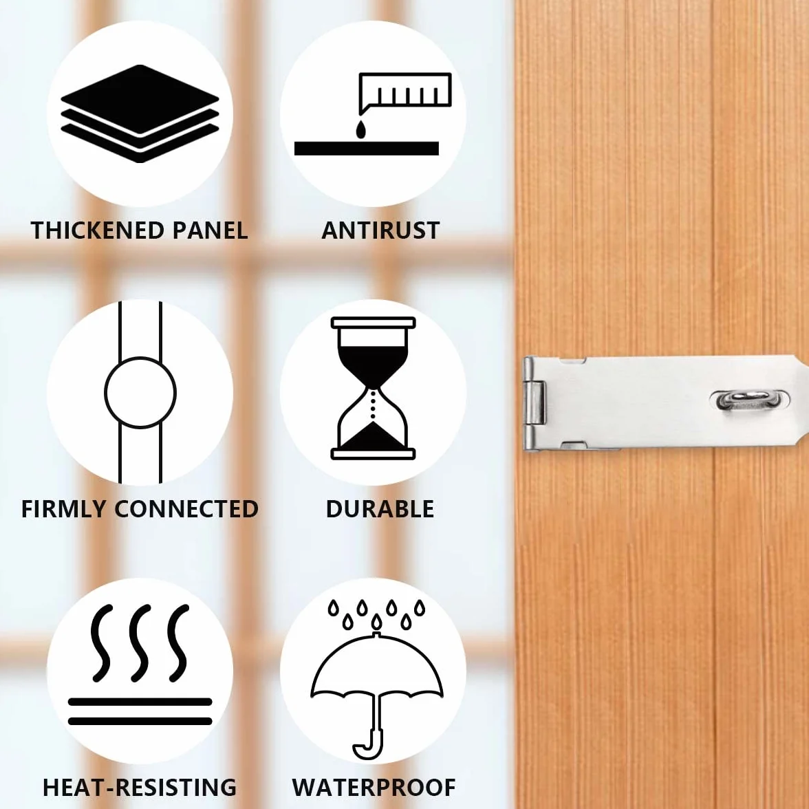 Bwintech 4 Pezzi Lucchetto Hasp Latch 3 Pollice (75mm) 304 Acciaio Inox Serratura per Porta Shed Gate Cabinet