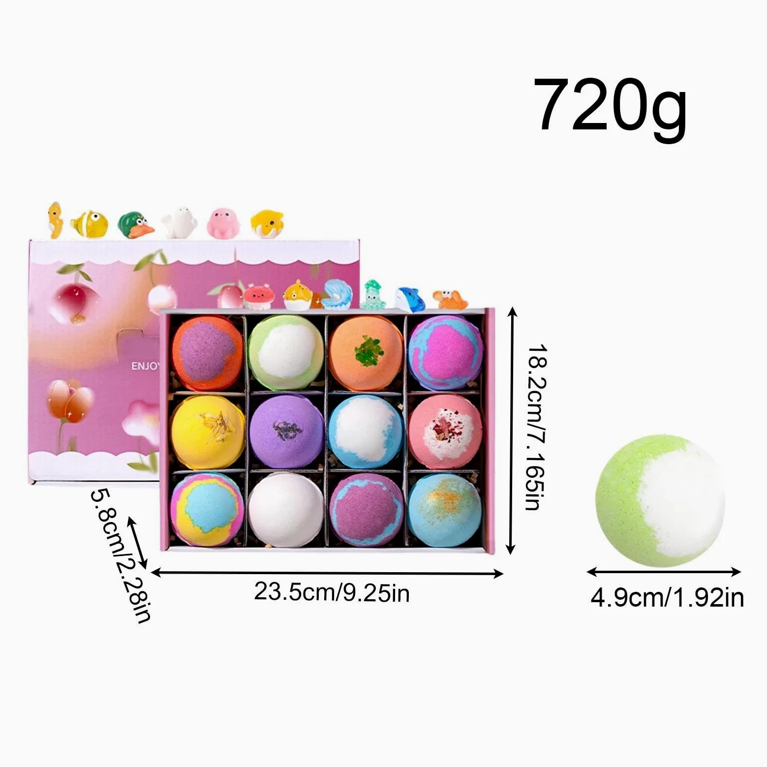Set da 12 bombe da bagno con bolle, collezione rilassante bombe da bagno con giocattoli a , palle da bagno lenitive per la pulizia della pelle, per aromaterapia, per casa, spa, viaggi, Ho