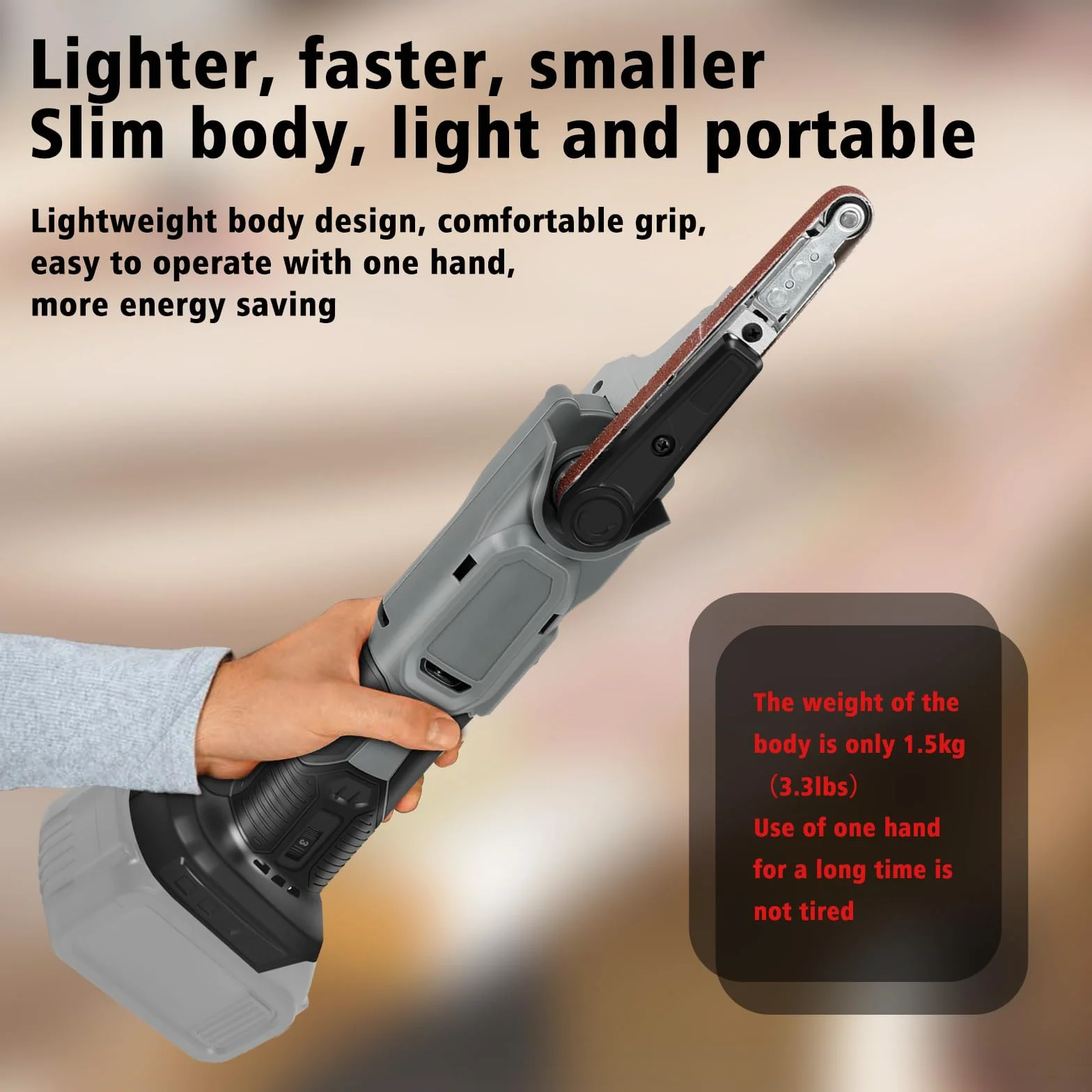 Smerigliatrice a nastro compatibile Makita 18V 10x330 mm 6 velocità regolabile 35°