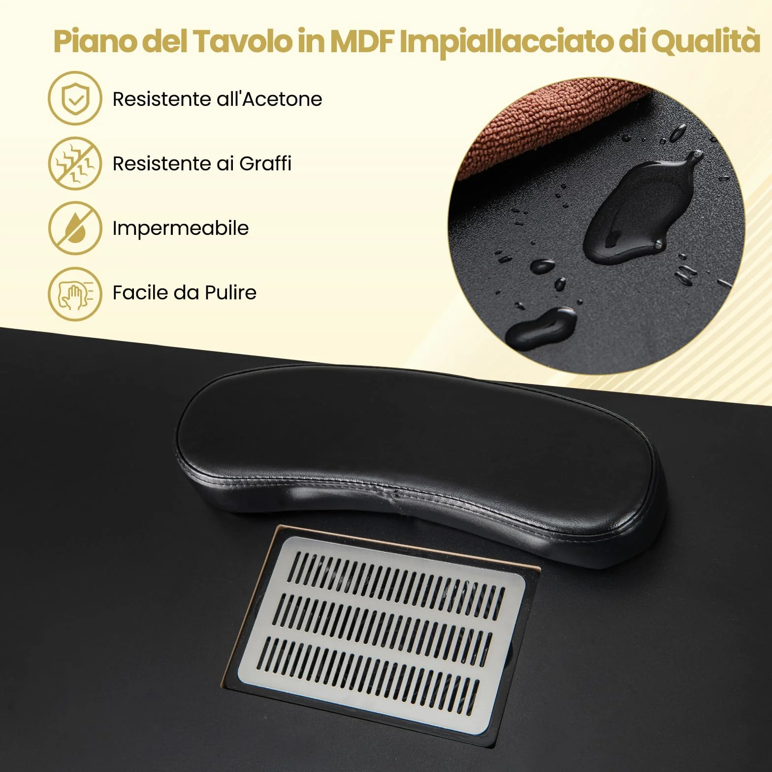 COSTWAY Tavolo Manicure con Aspirapolvere, Tavolo Unghie con Cassetti, Spina, 3 Sacchetti, Armadietto, Cuscino Poggia Polso e 8 Ruote blocabili, Banco Ricostruzione Unghie in Legno (Nero)