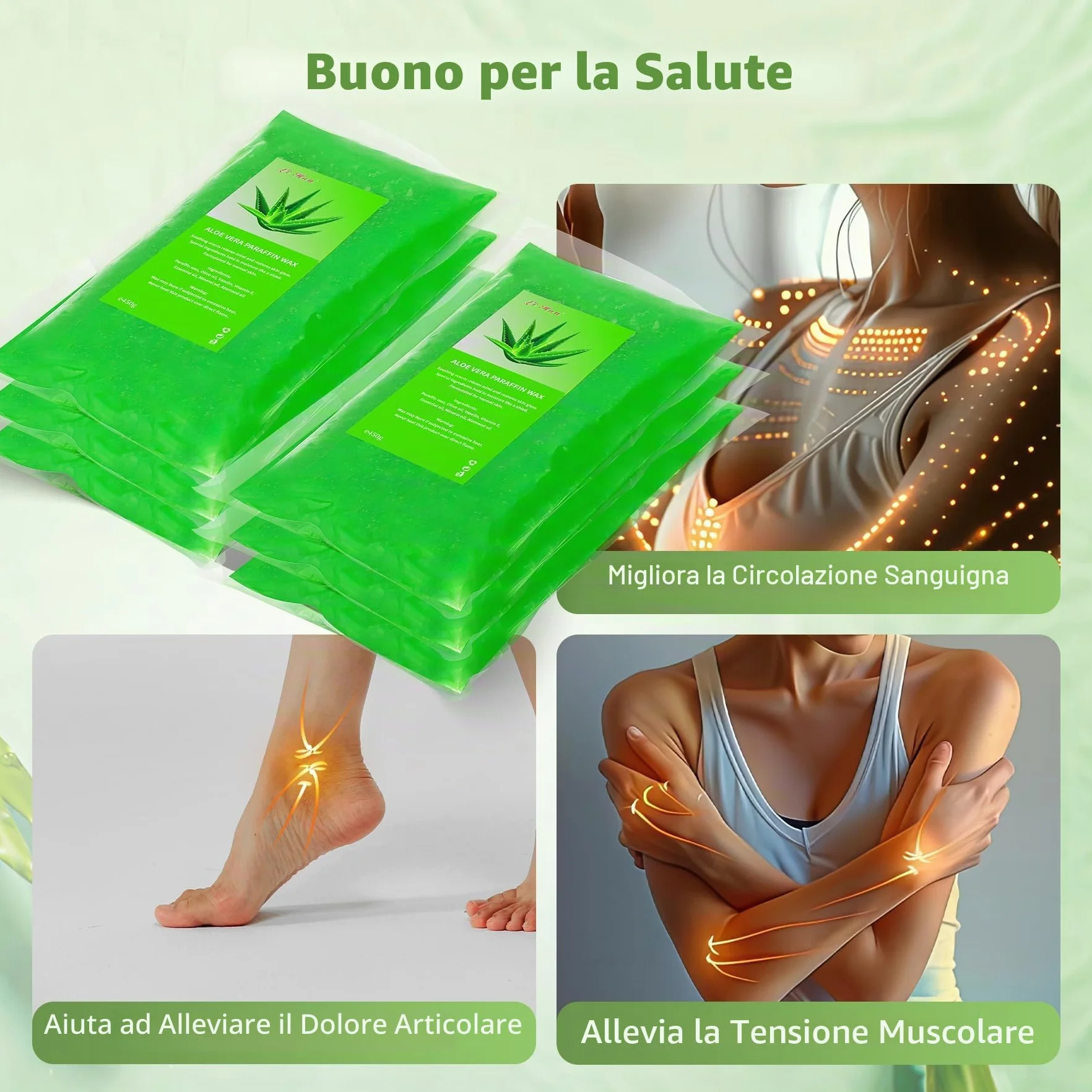 6 Confezioni Cera di Paraffina, 2700g Aloe Vera Ricarica di blocchi di cera di paraffina per il bagno di paraffina di mani e piedi, allevia l'affaticamento muscolare, idrata e nutre