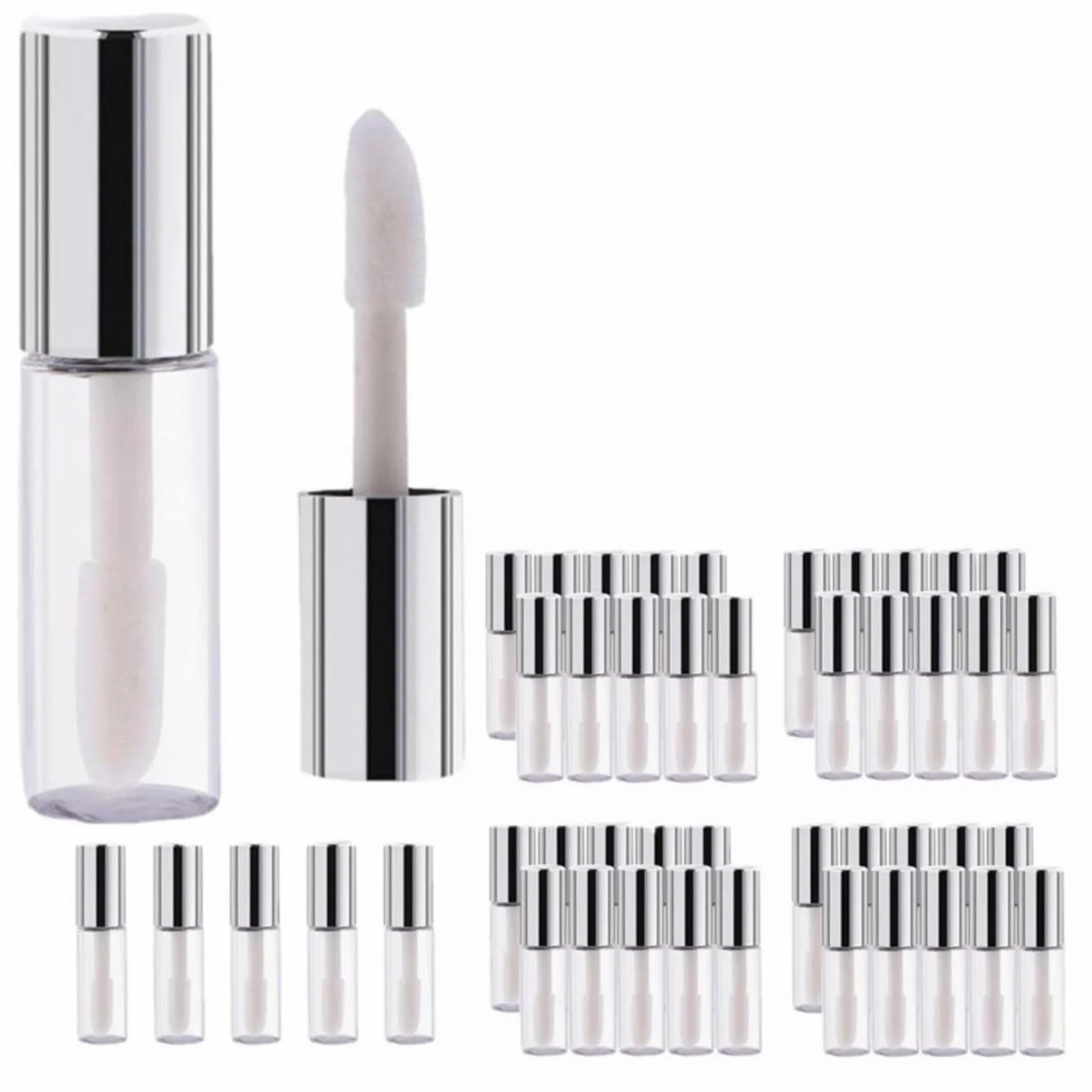 Mini tubo vuoto per lucidalabbra, Tubi per Lucidalabbra con Bacchetta, 45 pezzi mini balsamo per labbra da 1,2 ml bottiglia carina contenitore cosmetico vuoto tubo lucidante da viaggio