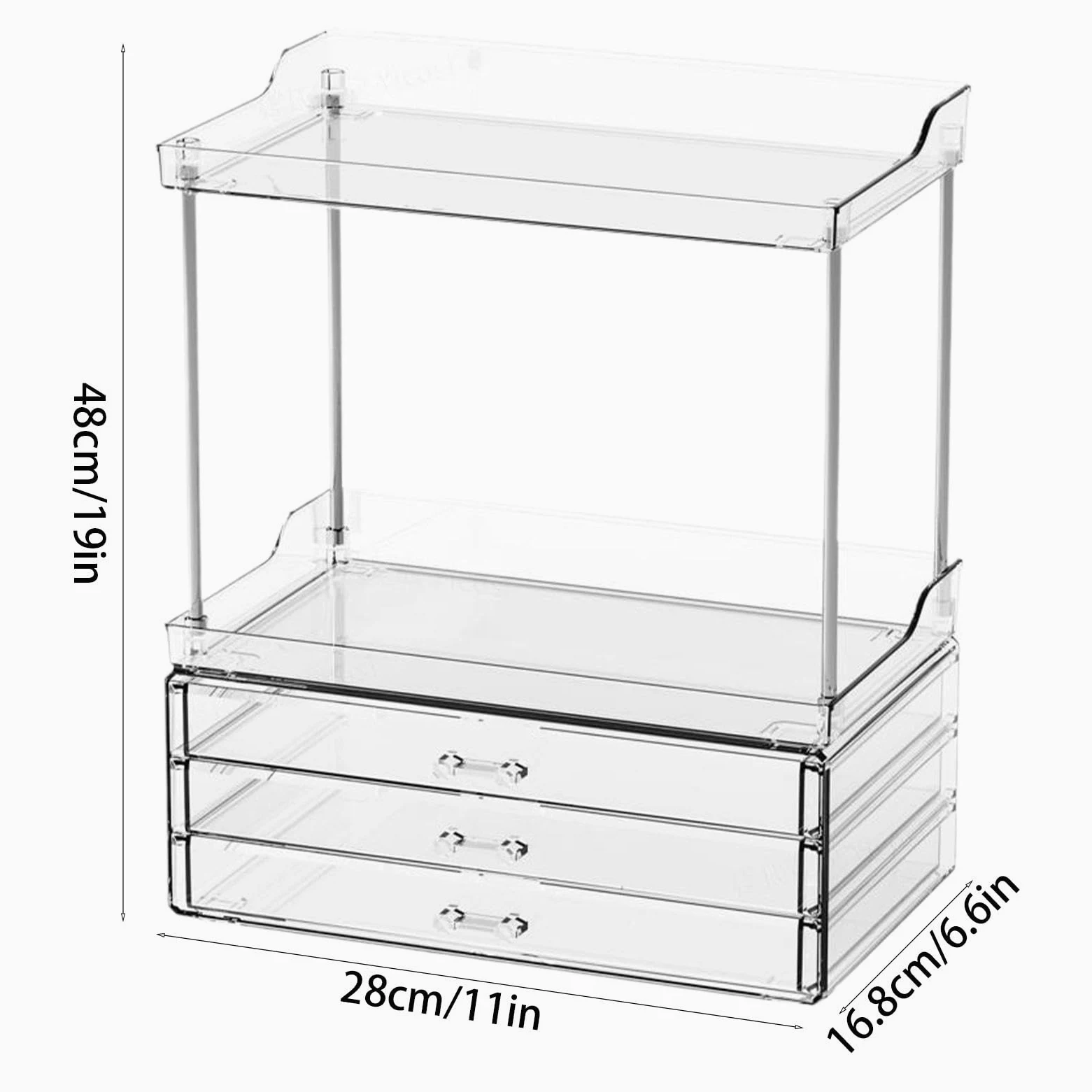 Organizer per trucchi con cassetti, supporto a 2 ripiani con cassetti, multiuso, organizer per articoli da toeletta per toeletta, cucina, camera da