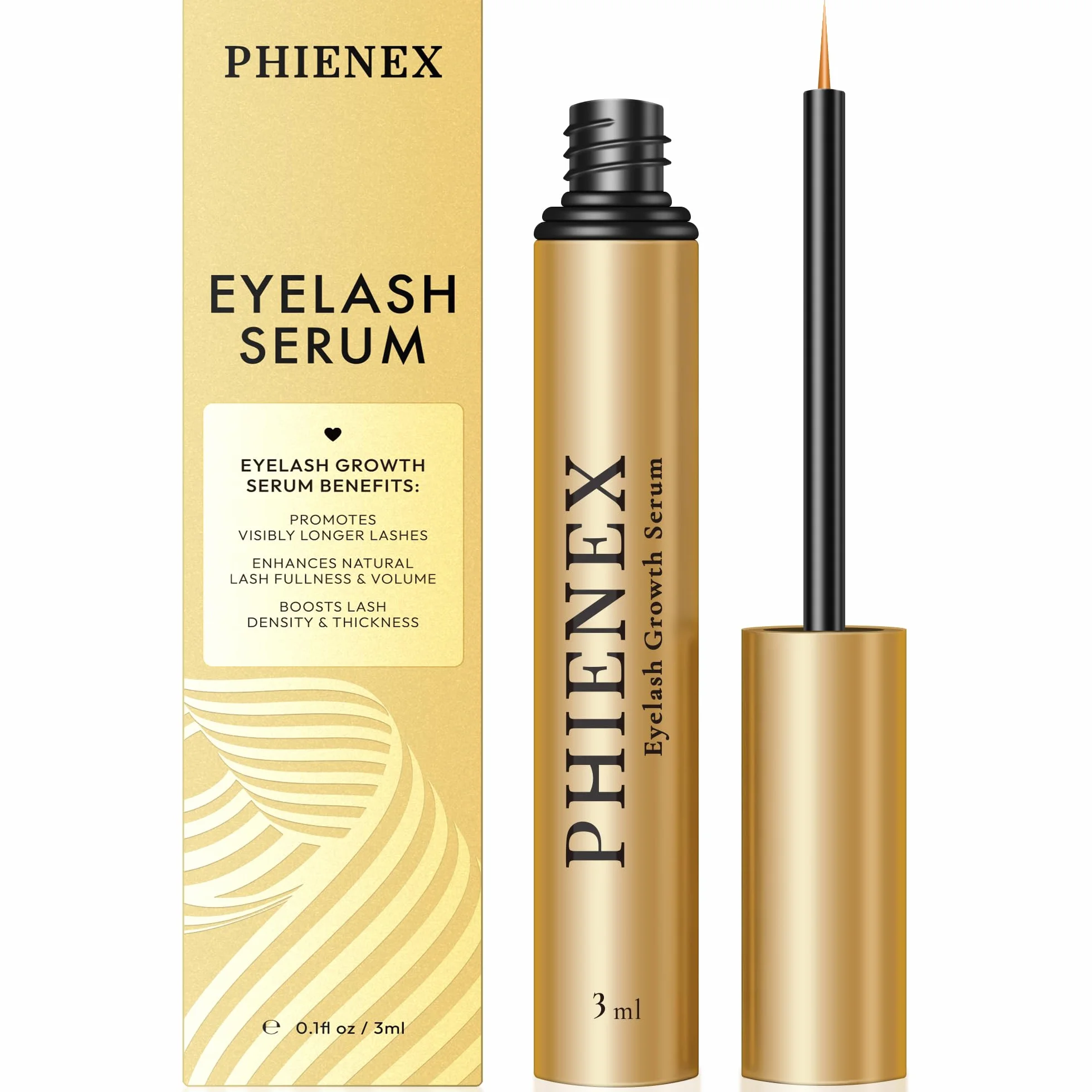 PHIENEX 2026 New Version Siero per ciglia, per una crescita rapida e ciglia più lunghe, folte e voluminose, con il Complesso di Peptidi Botanici US DermaCraft Labs - 3ml (mental)