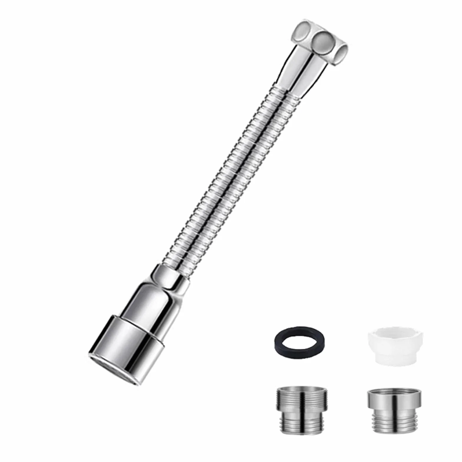 Prolunga Rubinetto Cucina 20cm Acciaio Inox Estensione 360° Girevole 2 Adattatori